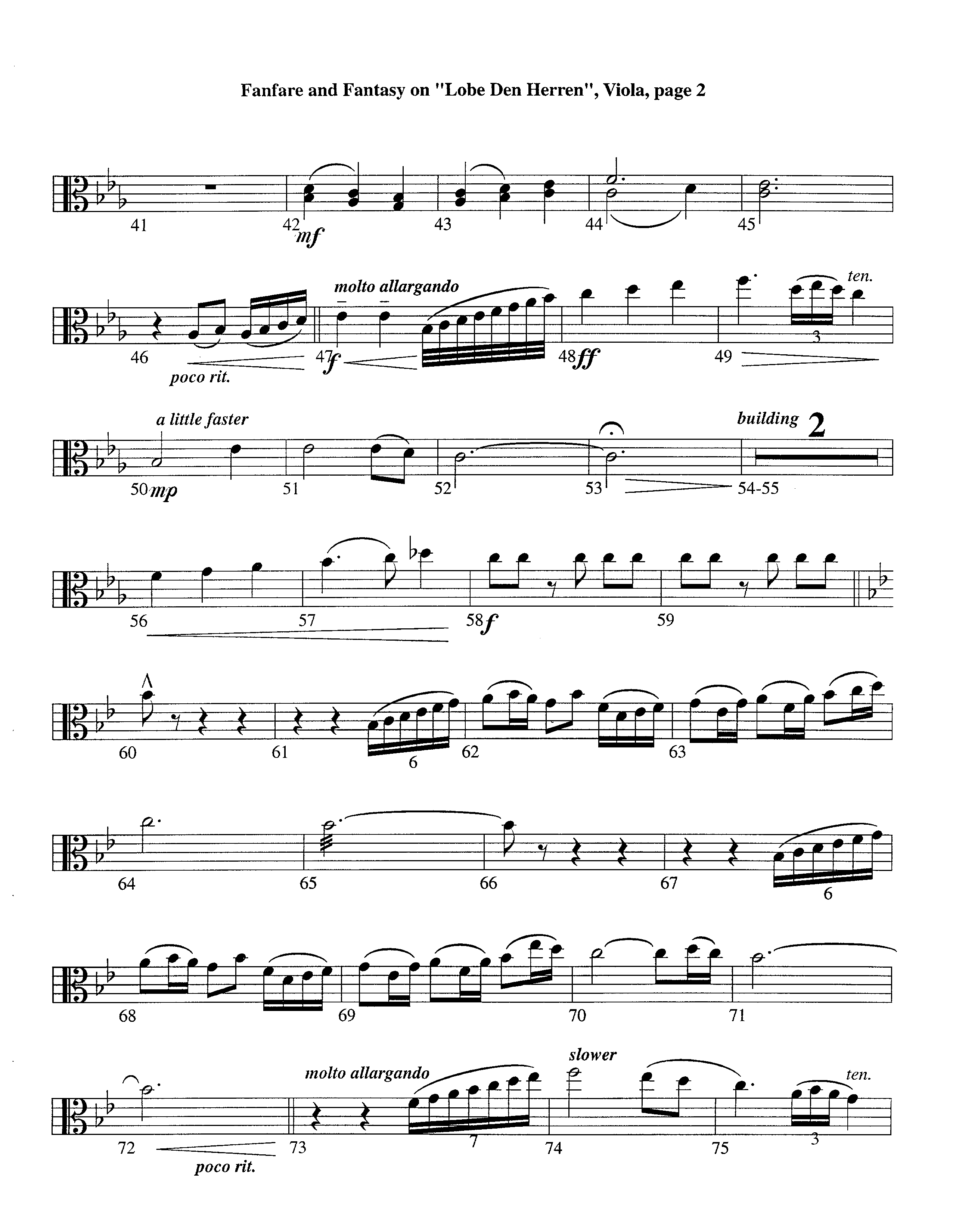 Fanfare and Fantasy on Lobe Den Herren (Instrumental) Viola (Lifeway Worship / Arr. Ed Dickinson)