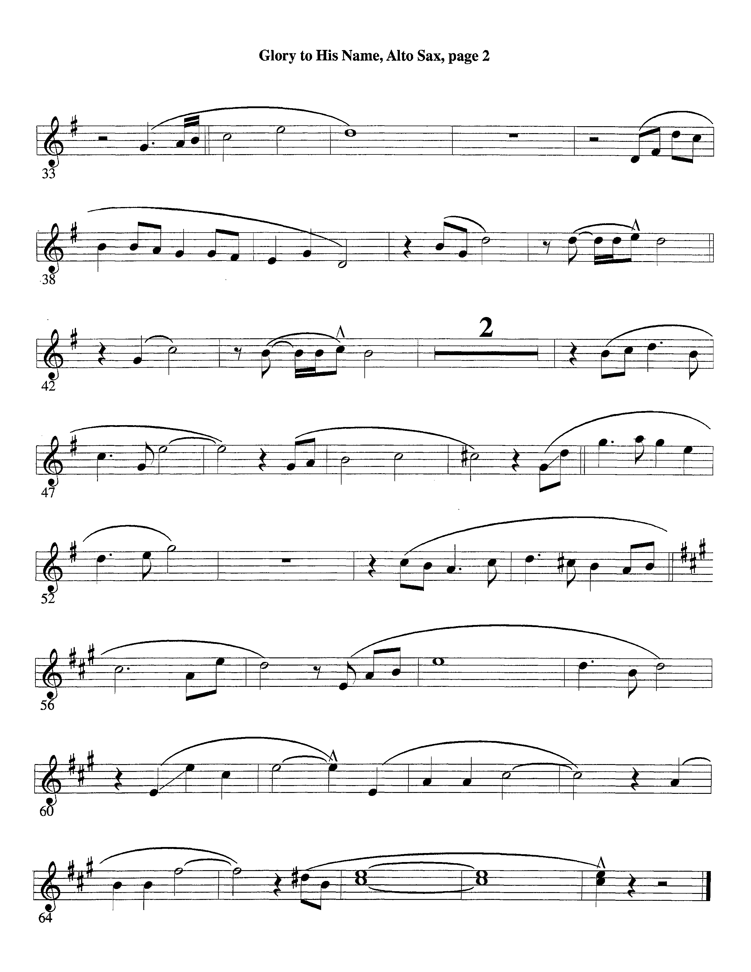 Glory To His Name (Instrumental) Alto Sax (Lifeway Worship / Arr. Richard Kingsmore)