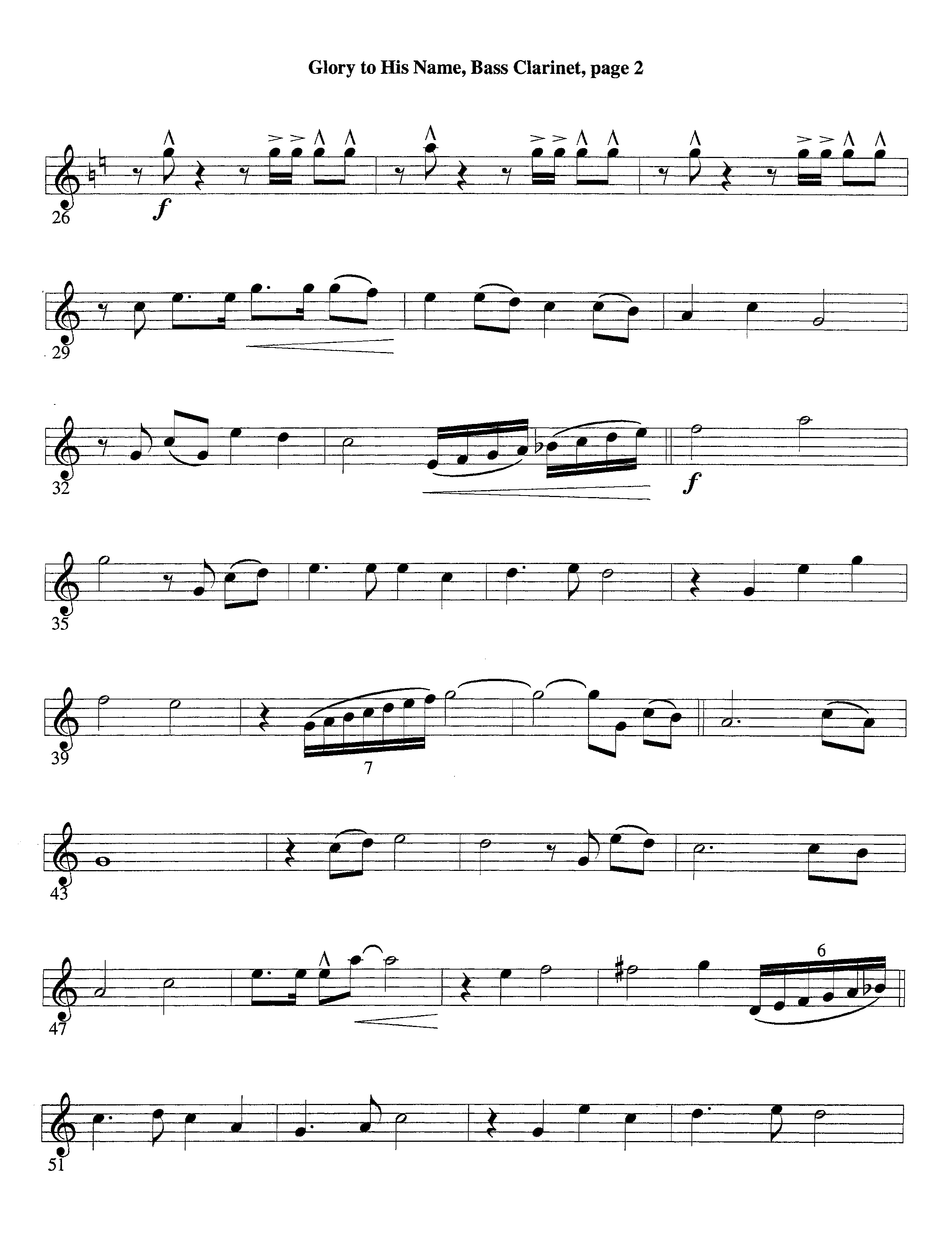 Glory To His Name (Instrumental) Bass Clarinet (Lifeway Worship / Arr. Richard Kingsmore)