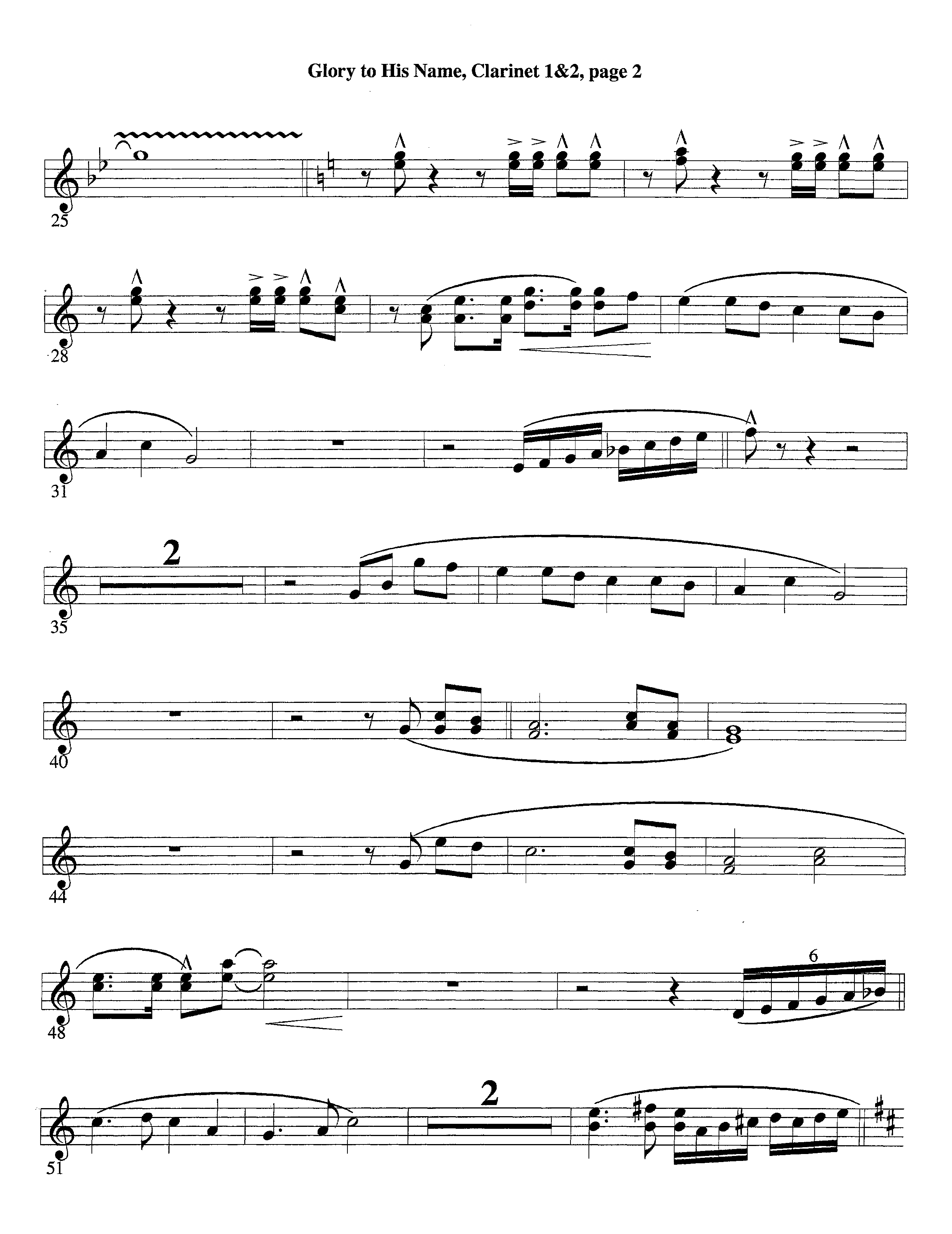 Glory To His Name (Instrumental) Clarinet 1/2 (Lifeway Worship / Arr. Richard Kingsmore)