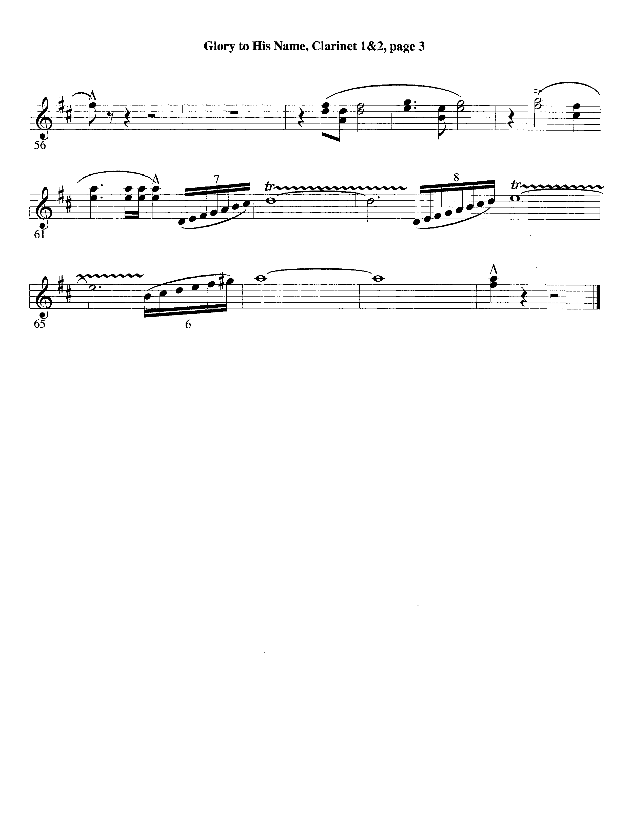 Glory To His Name (Instrumental) Clarinet 1/2 (Lifeway Worship / Arr. Richard Kingsmore)