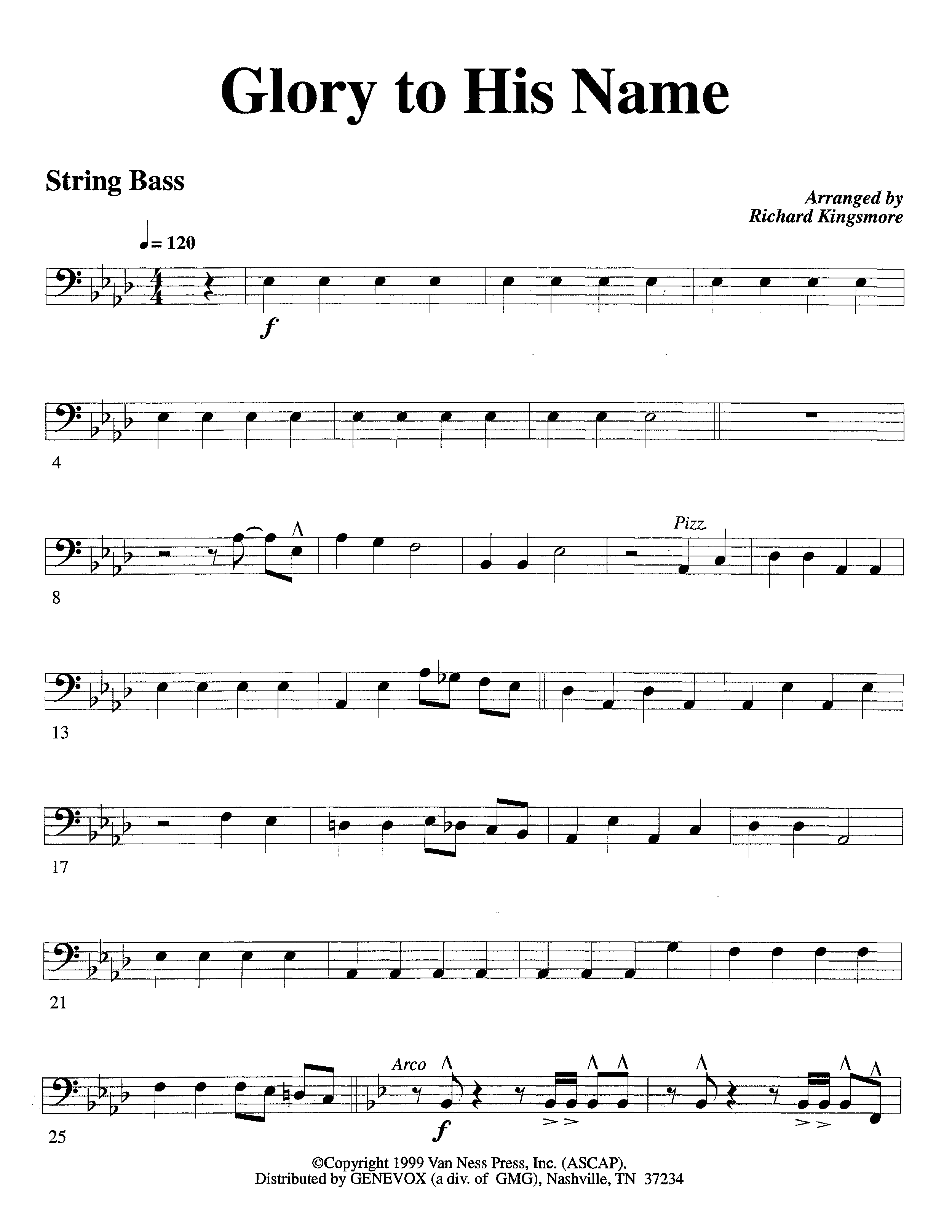 Glory To His Name (Instrumental) Double Bass (Lifeway Worship / Arr. Richard Kingsmore)