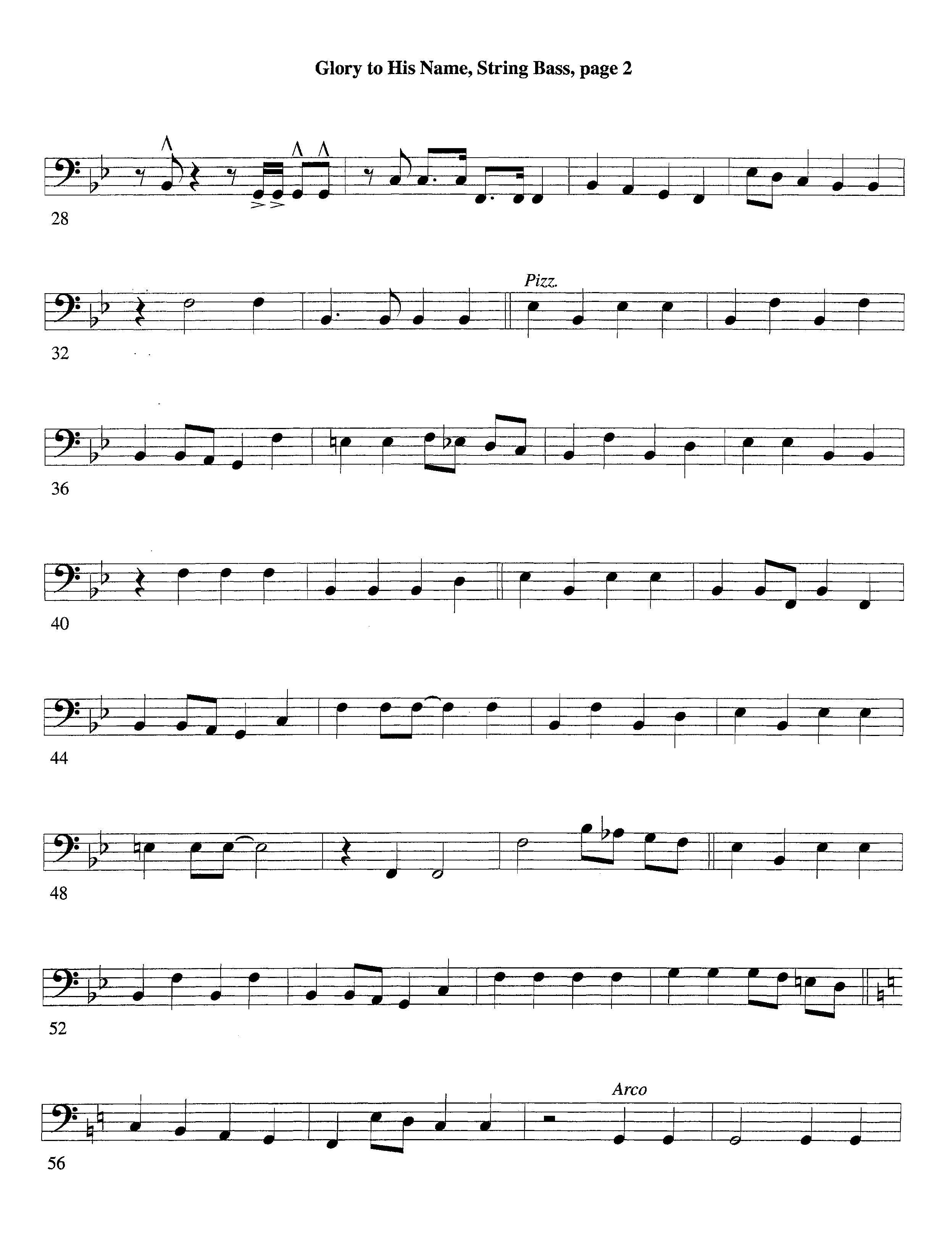 Glory To His Name (Instrumental) Double Bass (Lifeway Worship / Arr. Richard Kingsmore)