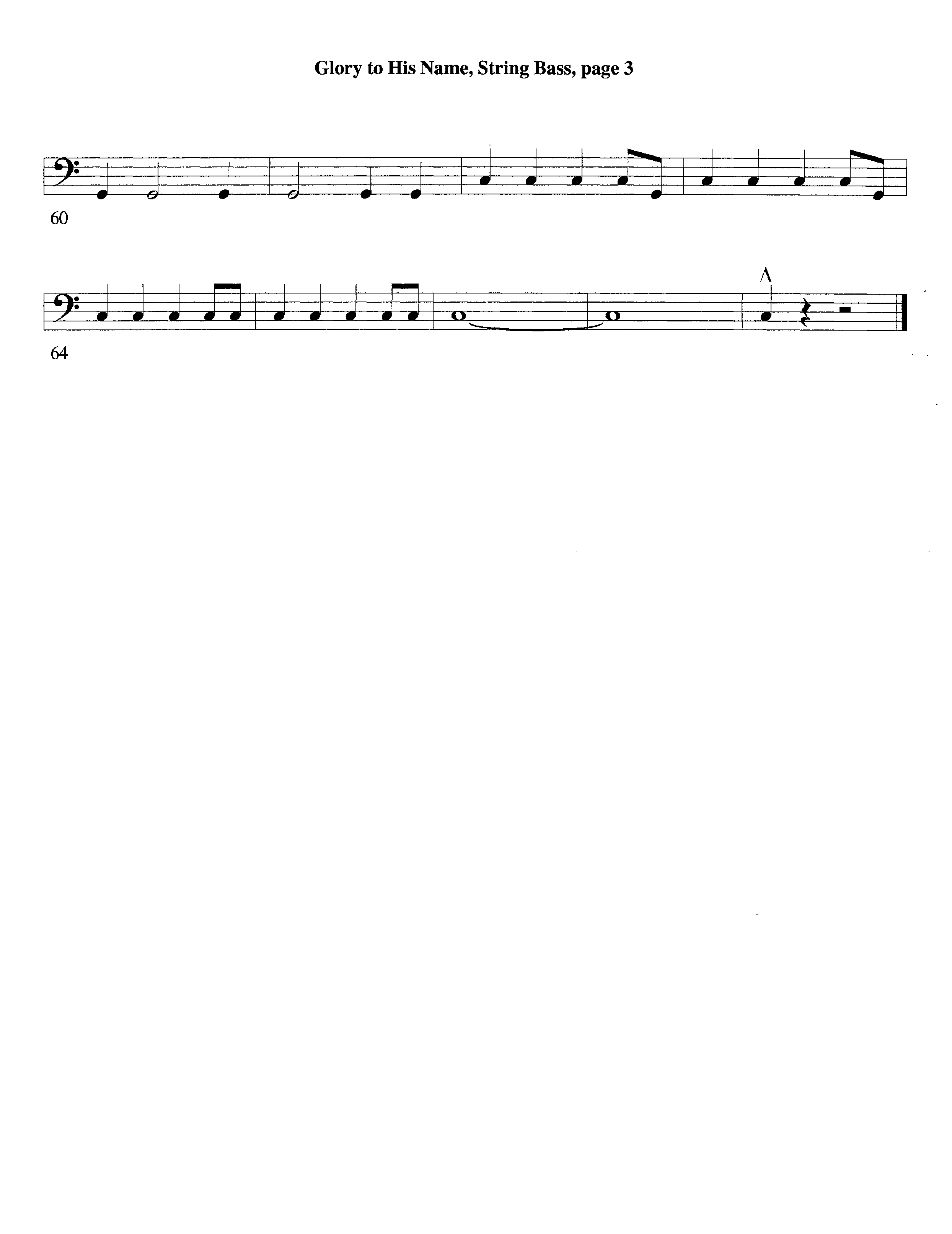 Glory To His Name (Instrumental) Double Bass (Lifeway Worship / Arr. Richard Kingsmore)