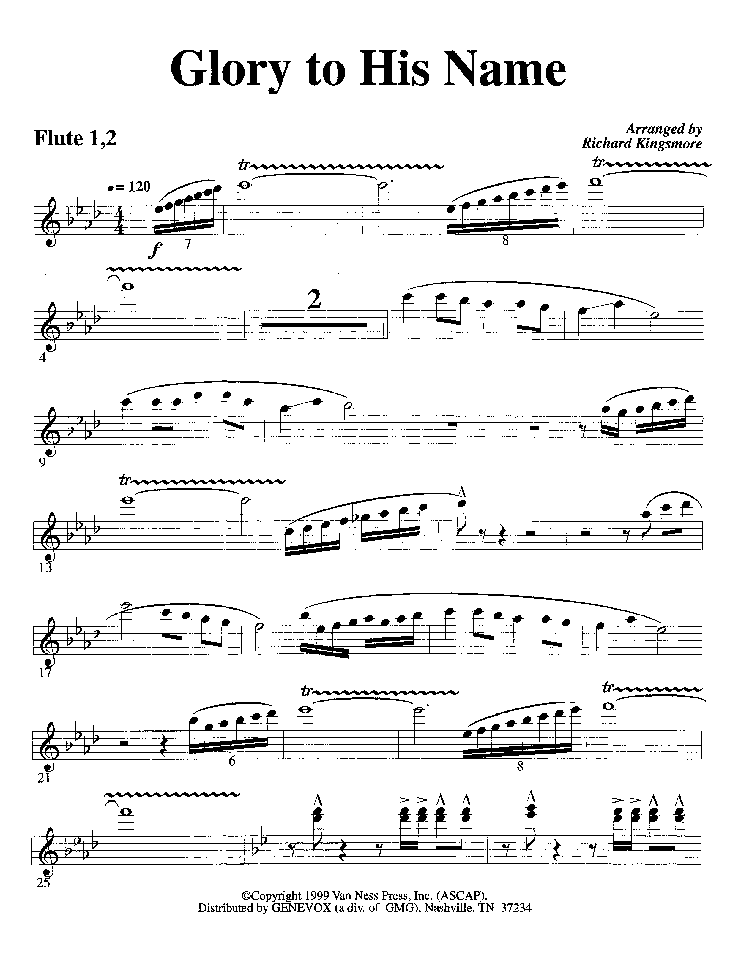 Glory To His Name (Instrumental) Flute 1/2 (Lifeway Worship / Arr. Richard Kingsmore)