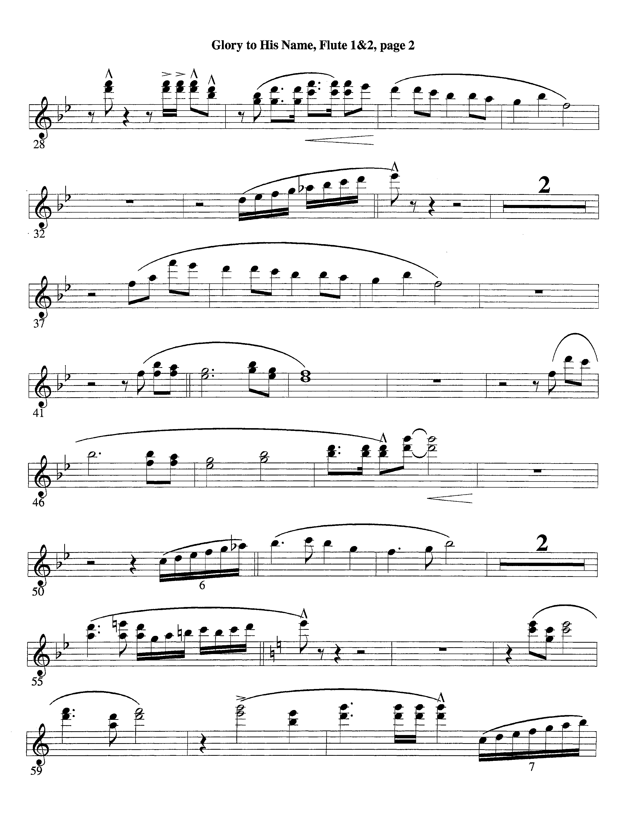 Glory To His Name (Instrumental) Flute 1/2 (Lifeway Worship / Arr. Richard Kingsmore)