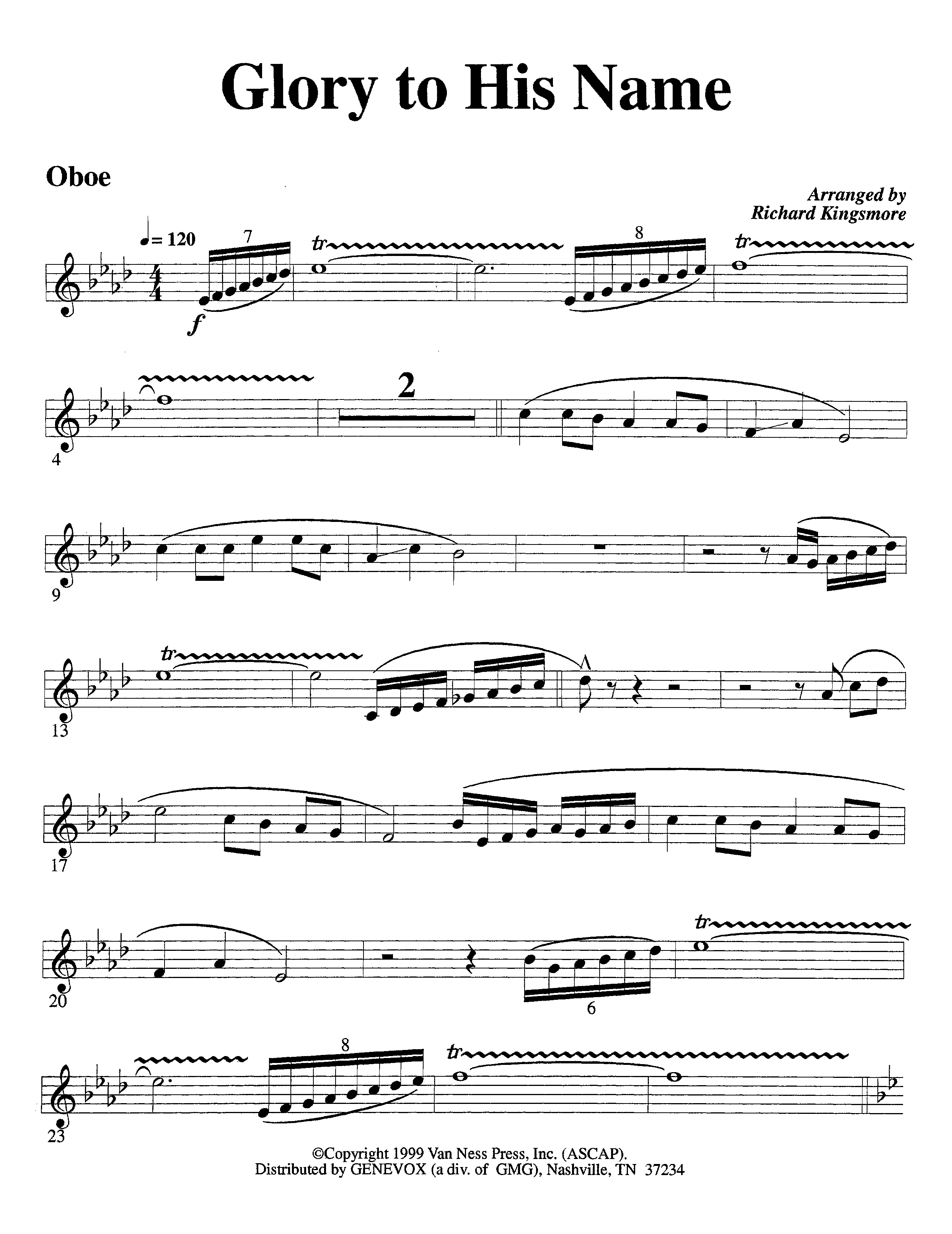 Glory To His Name (Instrumental) Oboe (Lifeway Worship / Arr. Richard Kingsmore)