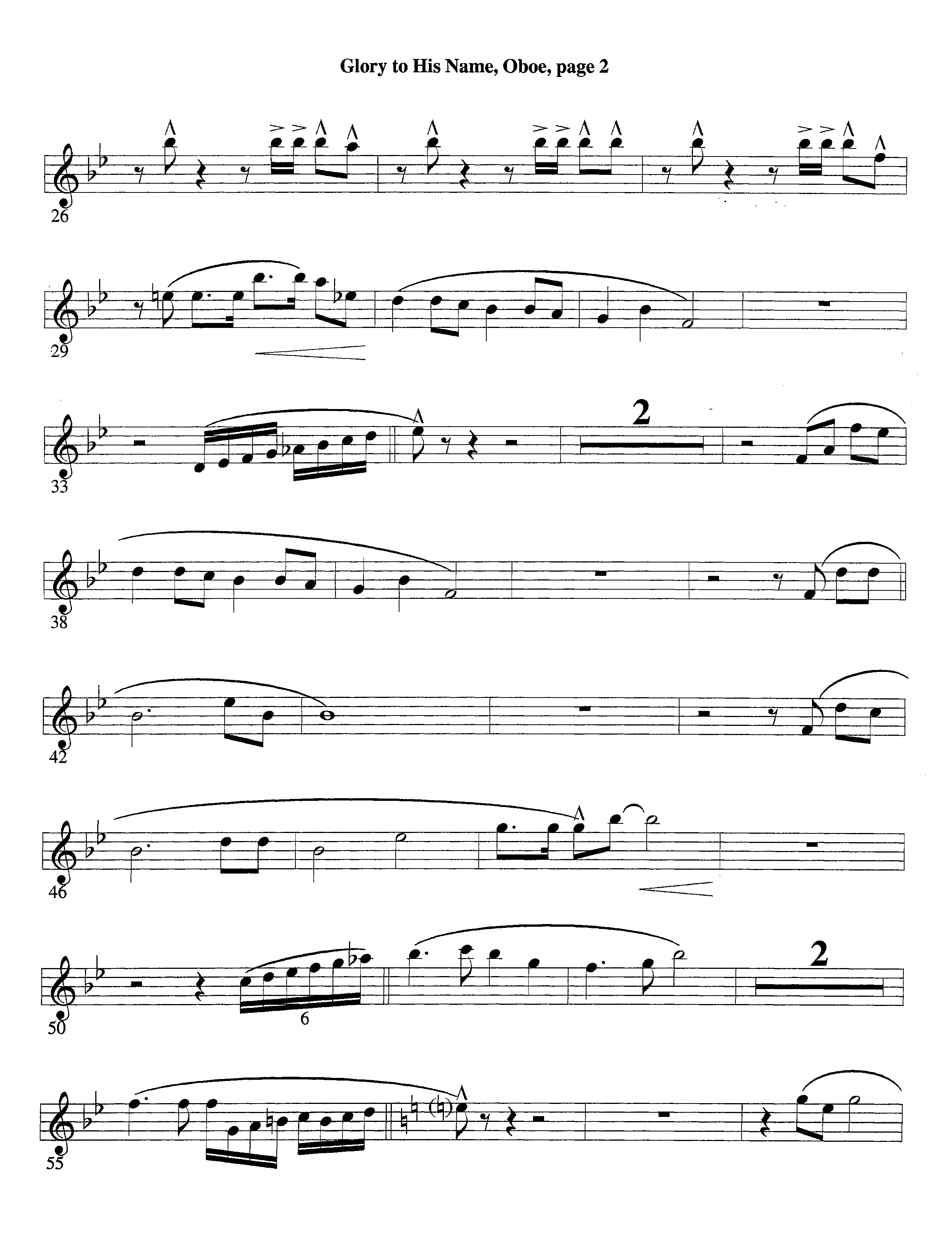 Glory To His Name (Instrumental) Oboe (Lifeway Worship / Arr. Richard Kingsmore)