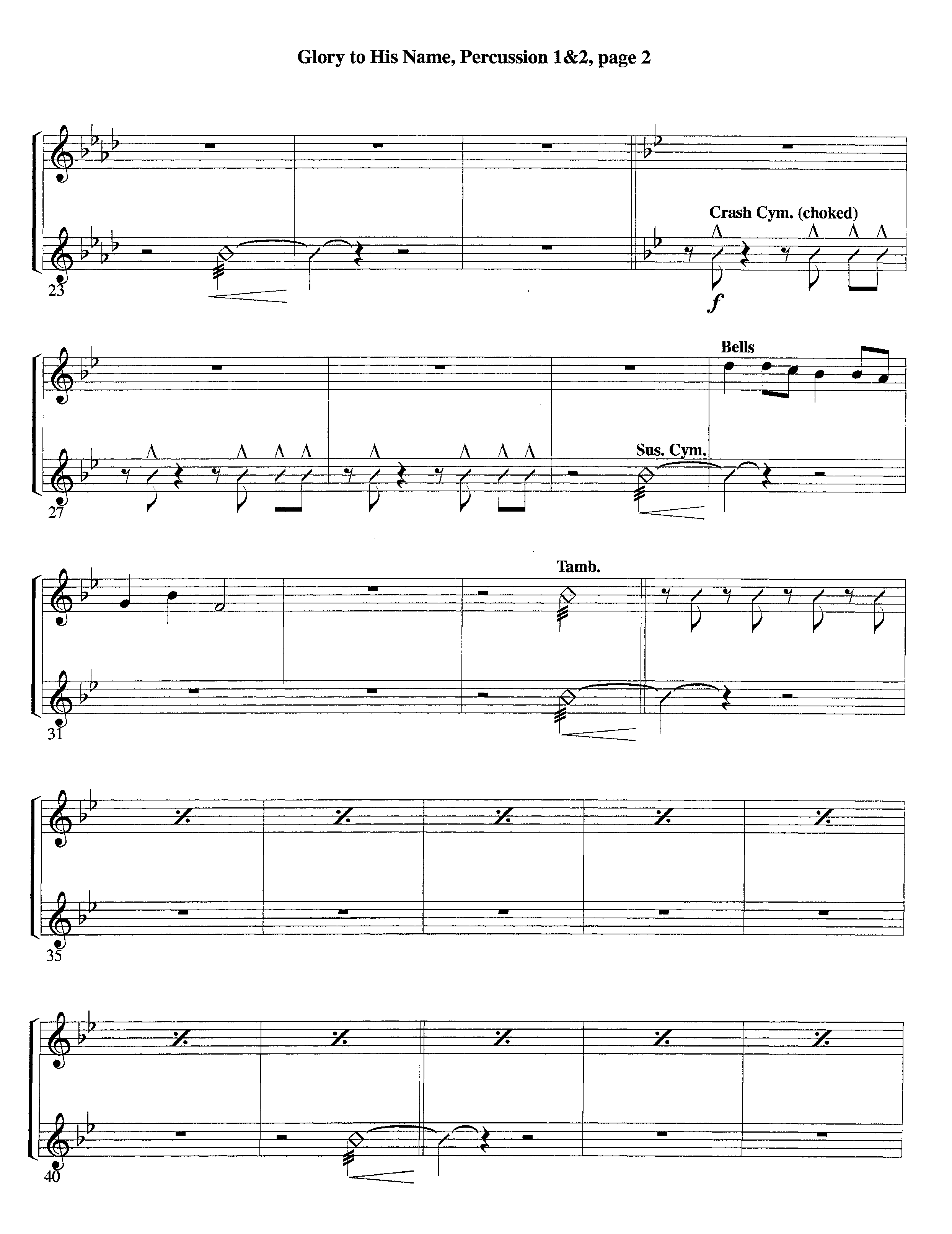 Glory To His Name (Instrumental) Percussion 1/2 (Lifeway Worship / Arr. Richard Kingsmore)