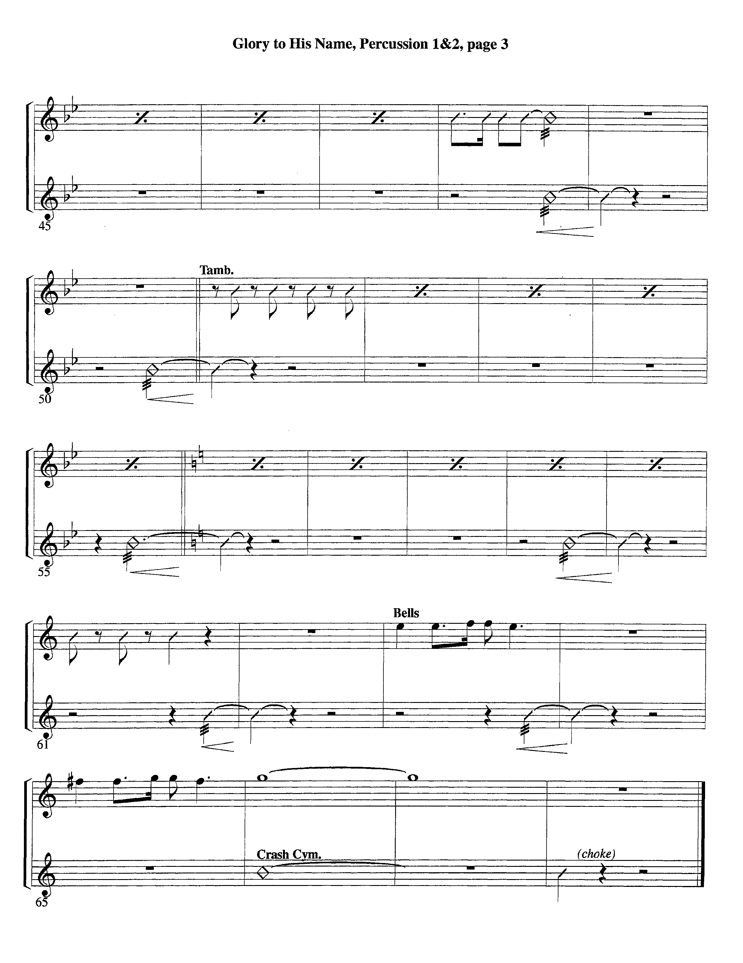 Glory To His Name (Instrumental) Percussion 1/2 (Lifeway Worship / Arr. Richard Kingsmore)