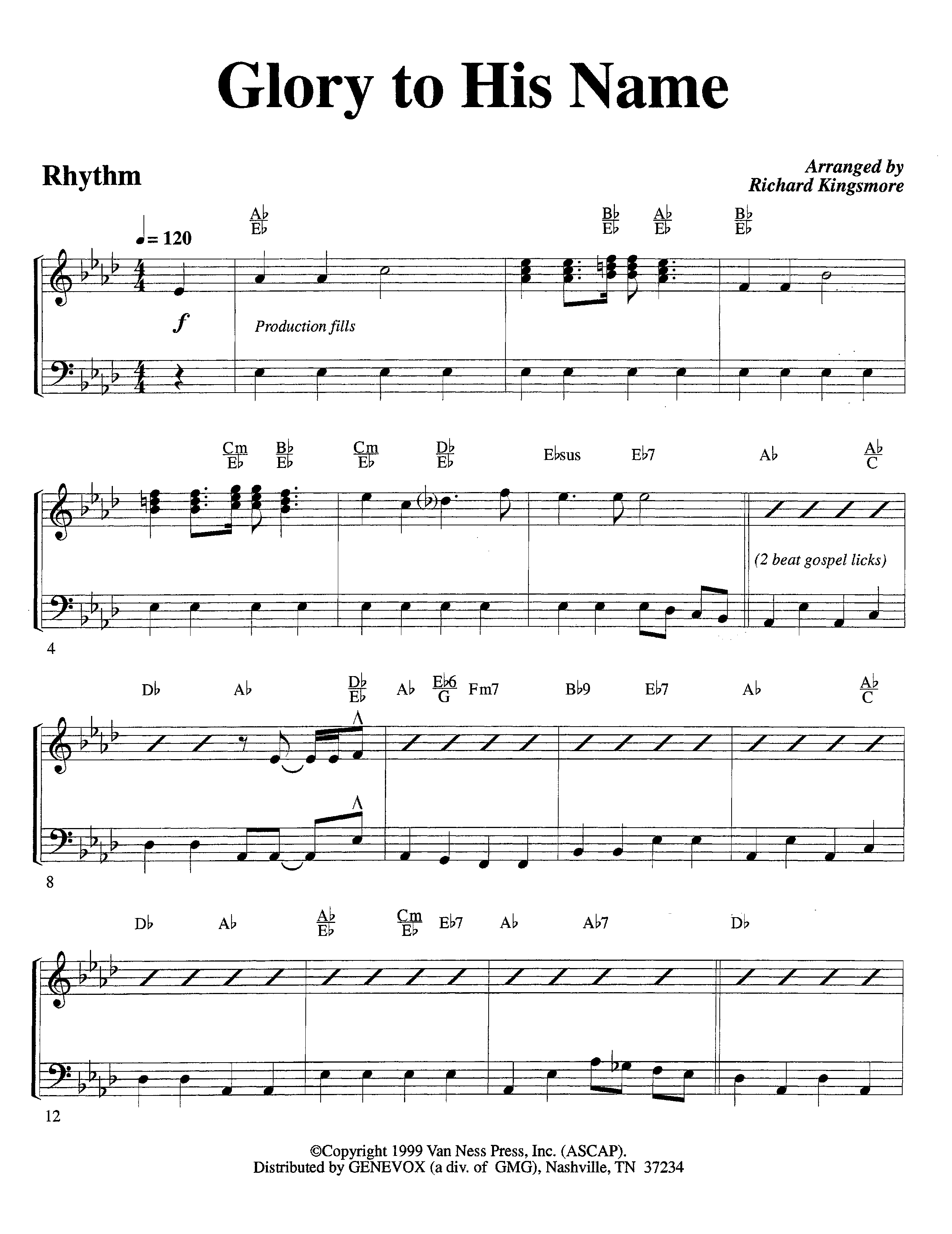 Glory To His Name (Instrumental) Rhythm Chart (Lifeway Worship / Arr. Richard Kingsmore)