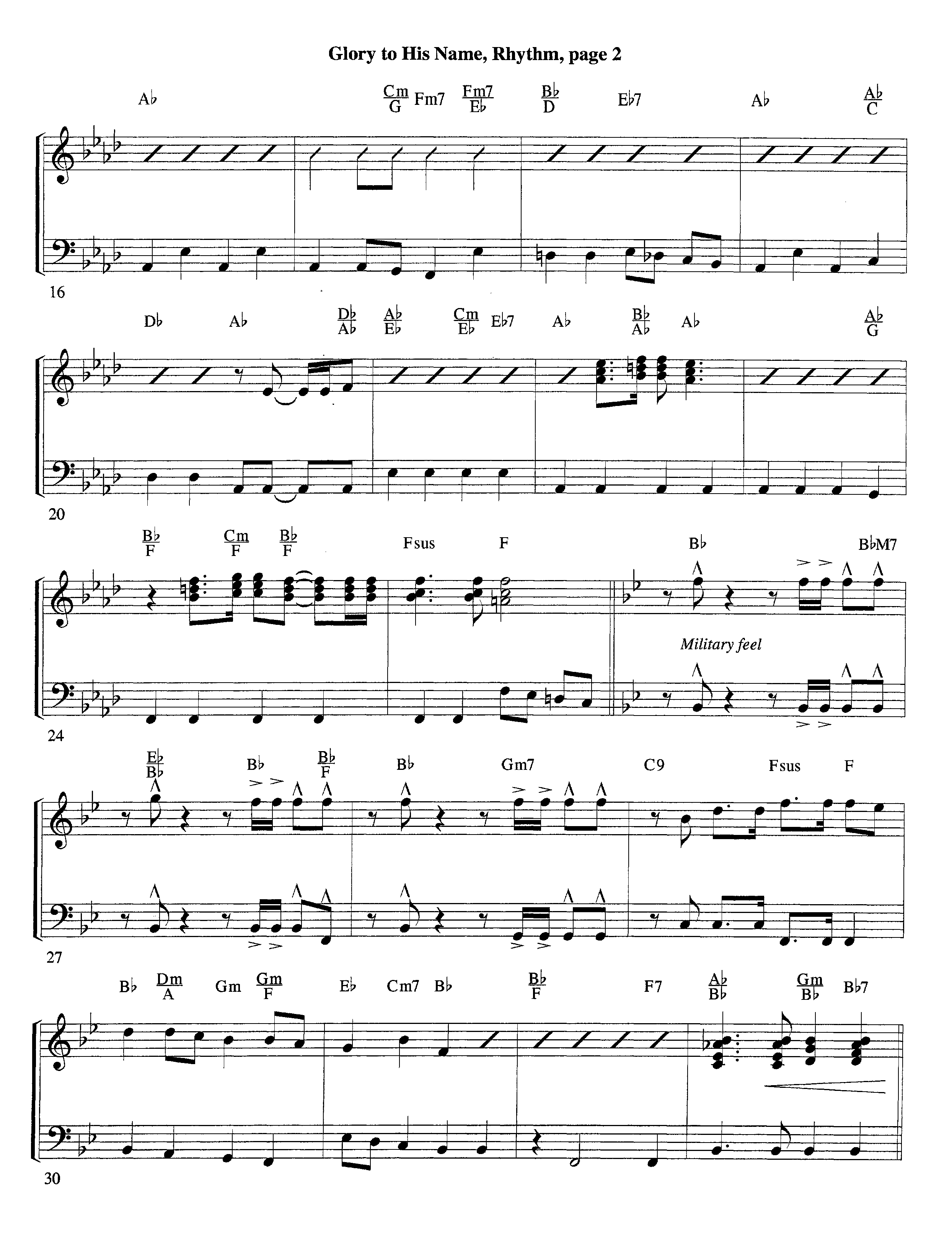 Glory To His Name (Instrumental) Rhythm Chart (Lifeway Worship / Arr. Richard Kingsmore)