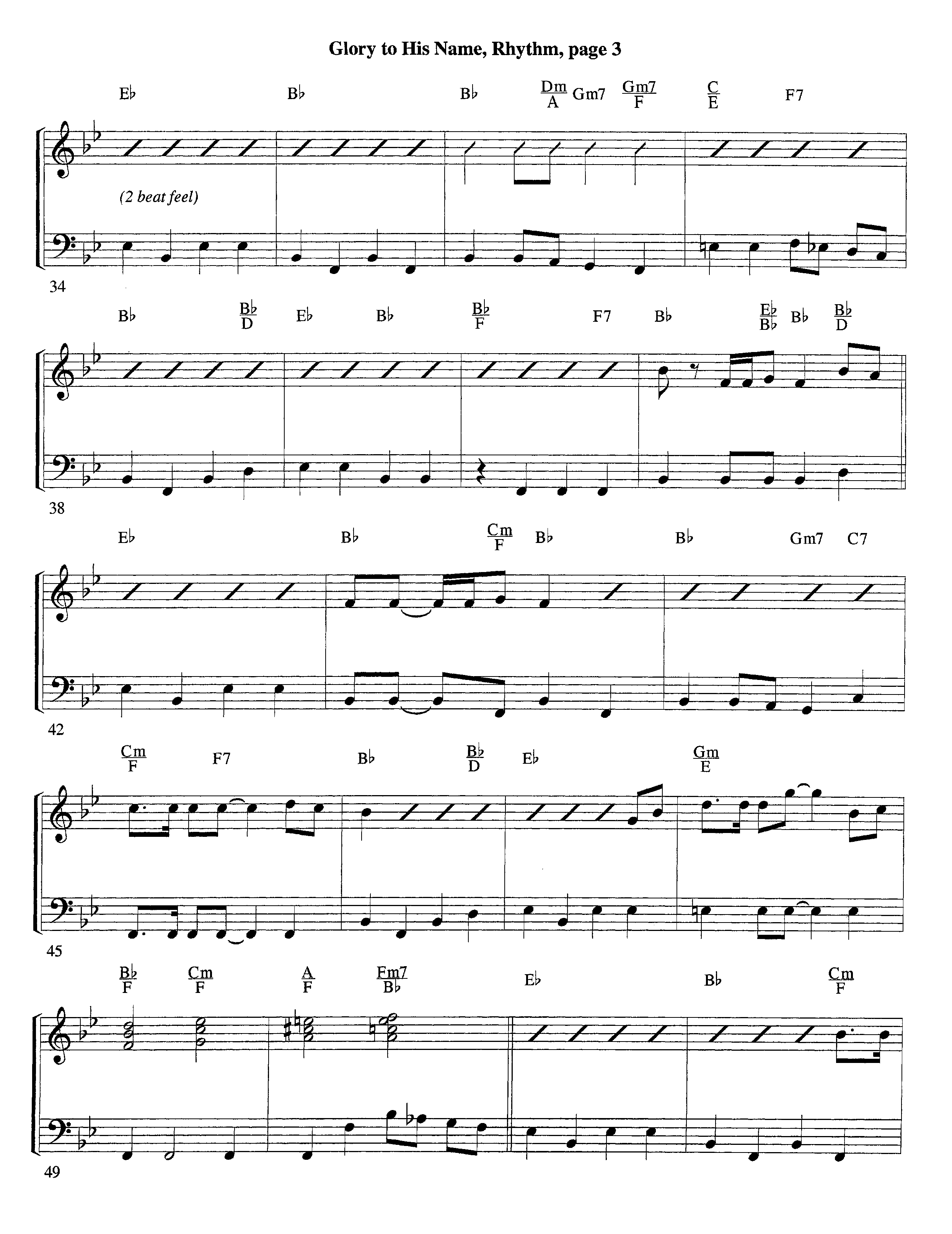 Glory To His Name (Instrumental) Rhythm Chart (Lifeway Worship / Arr. Richard Kingsmore)