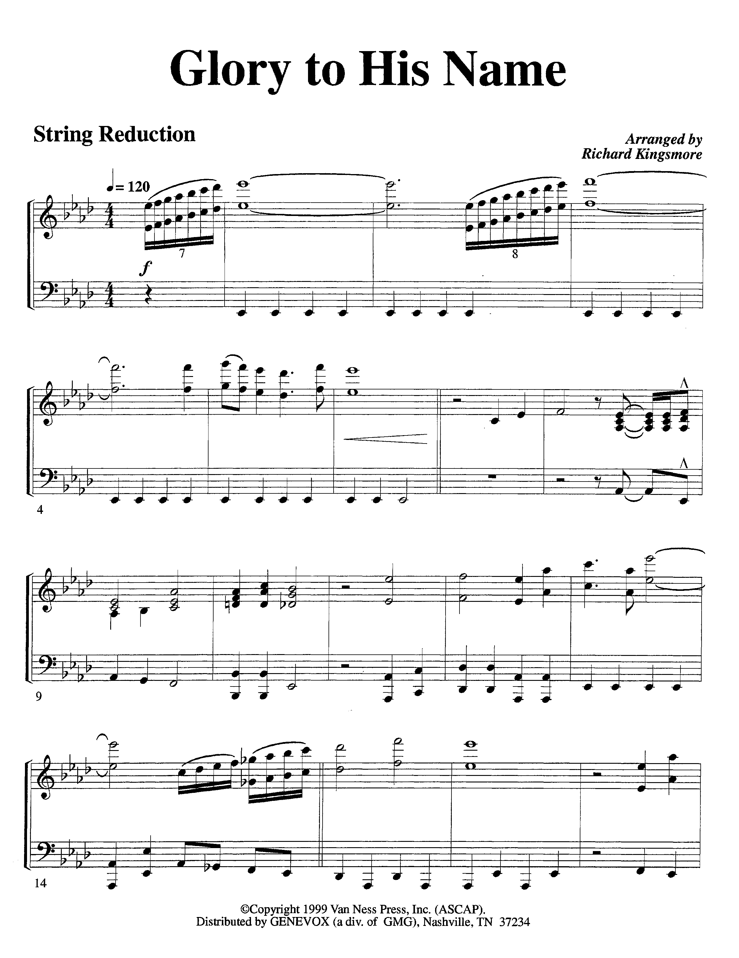 Glory To His Name (Instrumental) String Reduction (Lifeway Worship / Arr. Richard Kingsmore)