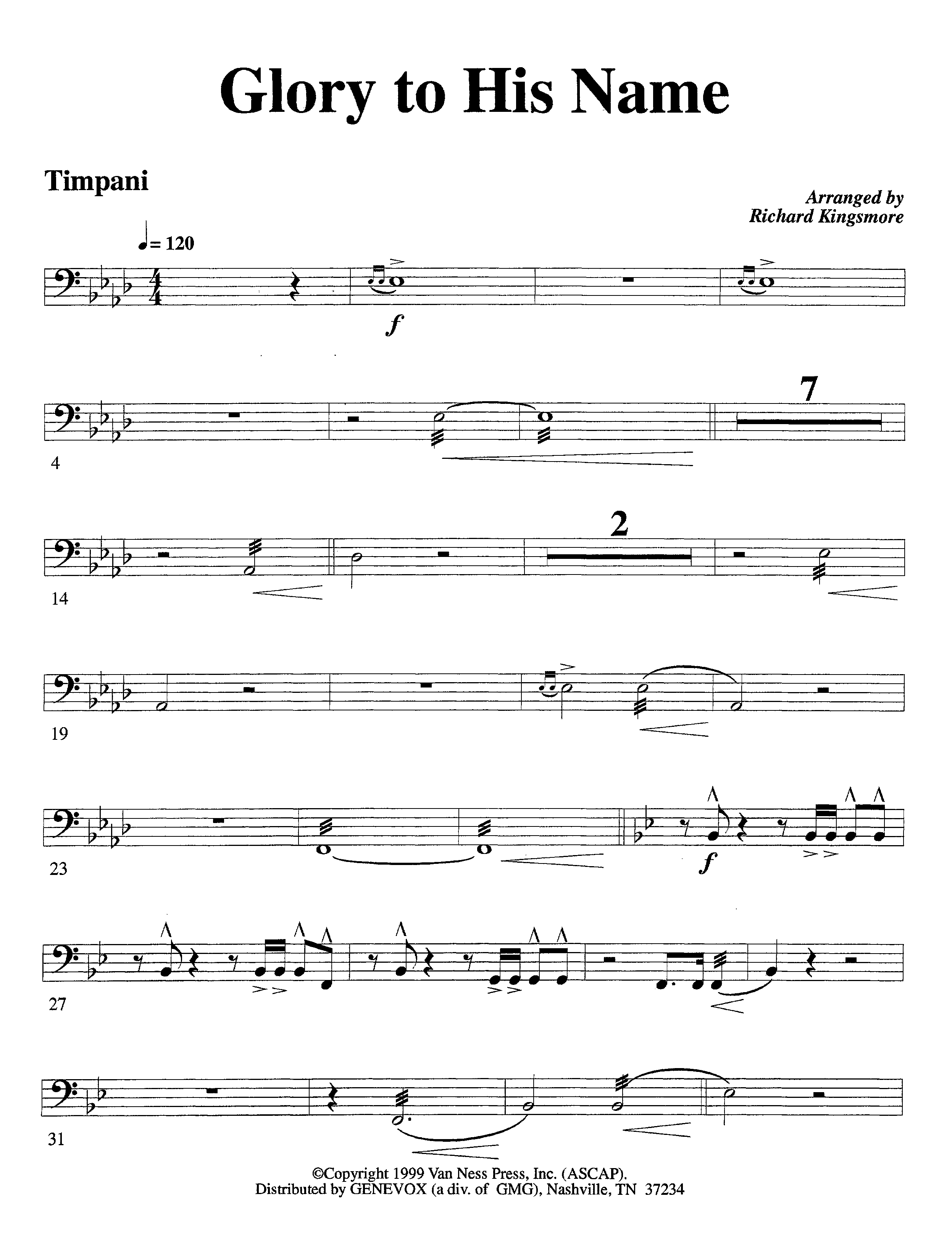 Glory To His Name (Instrumental) Timpani (Lifeway Worship / Arr. Richard Kingsmore)