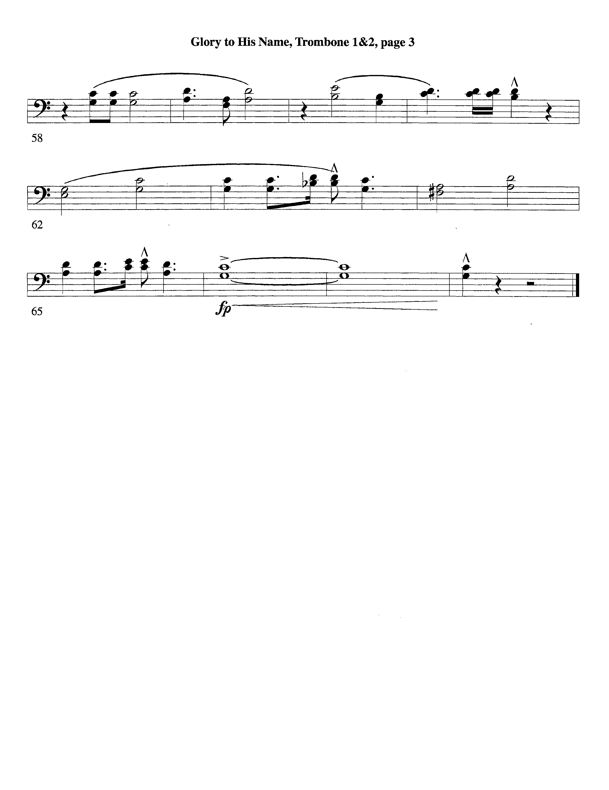 Glory To His Name (Instrumental) Trombone 1/2 (Lifeway Worship / Arr. Richard Kingsmore)