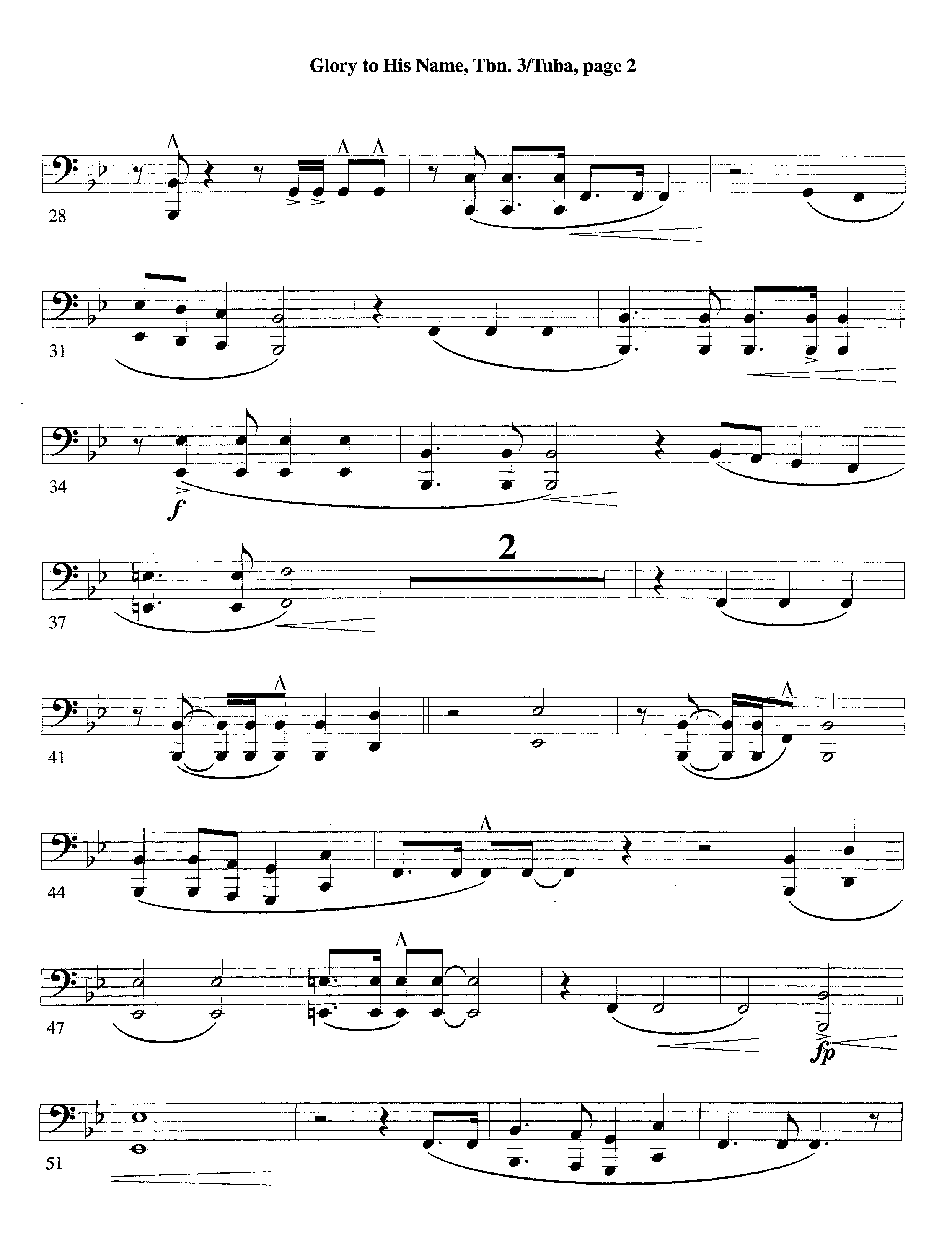 Glory To His Name (Instrumental) Trombone 3/Tuba (Lifeway Worship / Arr. Richard Kingsmore)