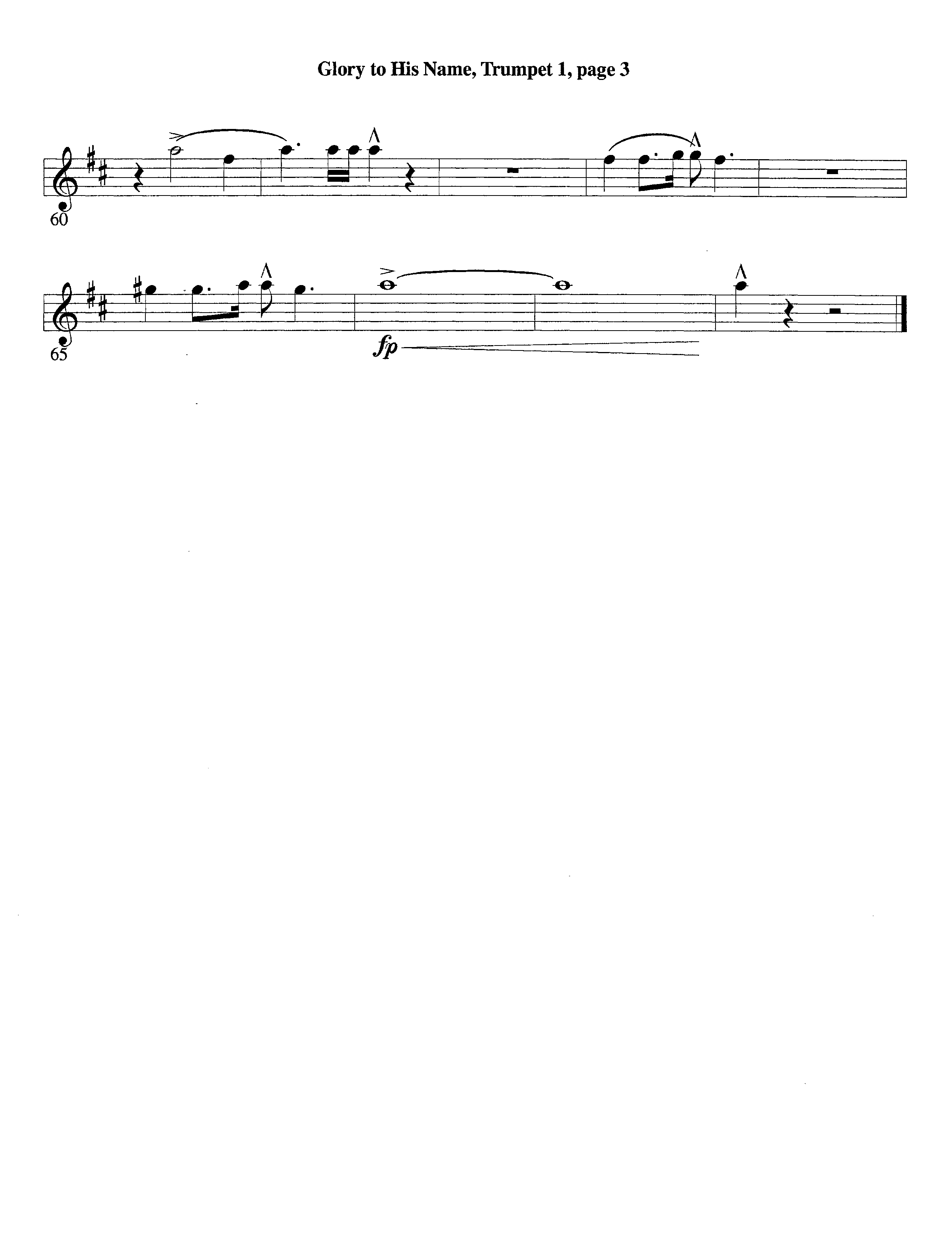 Glory To His Name (Instrumental) Trumpet 1 (Lifeway Worship / Arr. Richard Kingsmore)