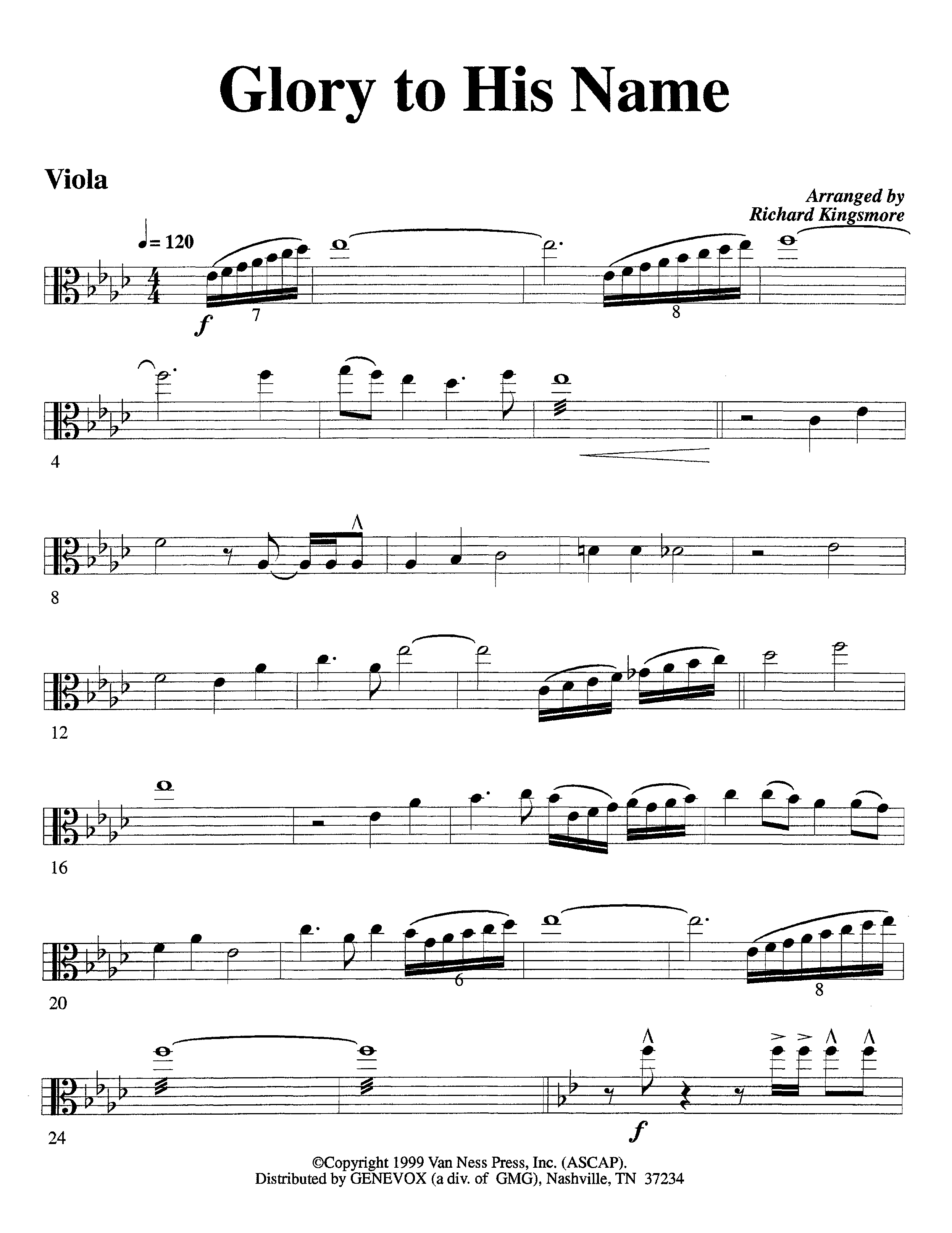 Glory To His Name (Instrumental) Viola (Lifeway Worship / Arr. Richard Kingsmore)