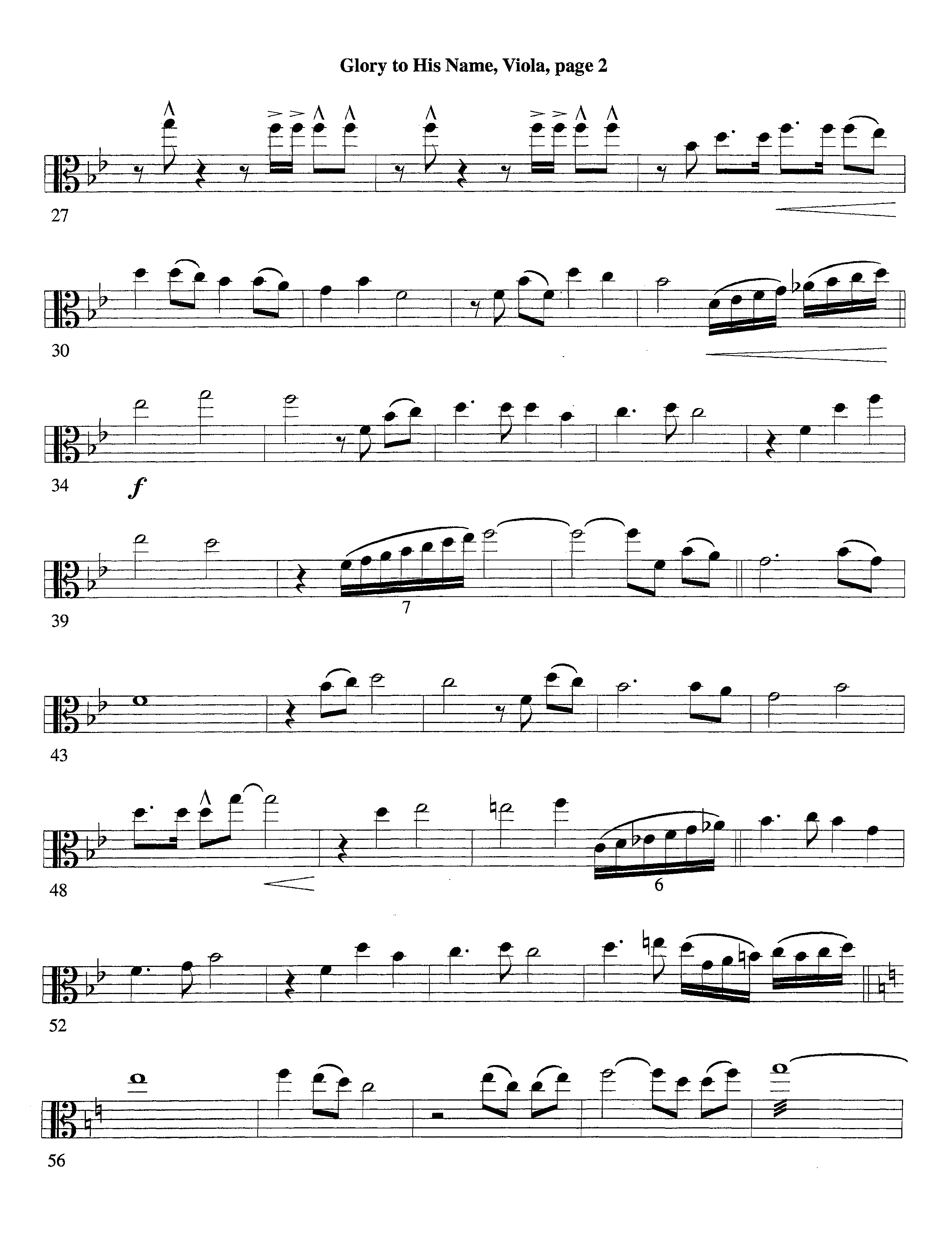 Glory To His Name (Instrumental) Viola (Lifeway Worship / Arr. Richard Kingsmore)