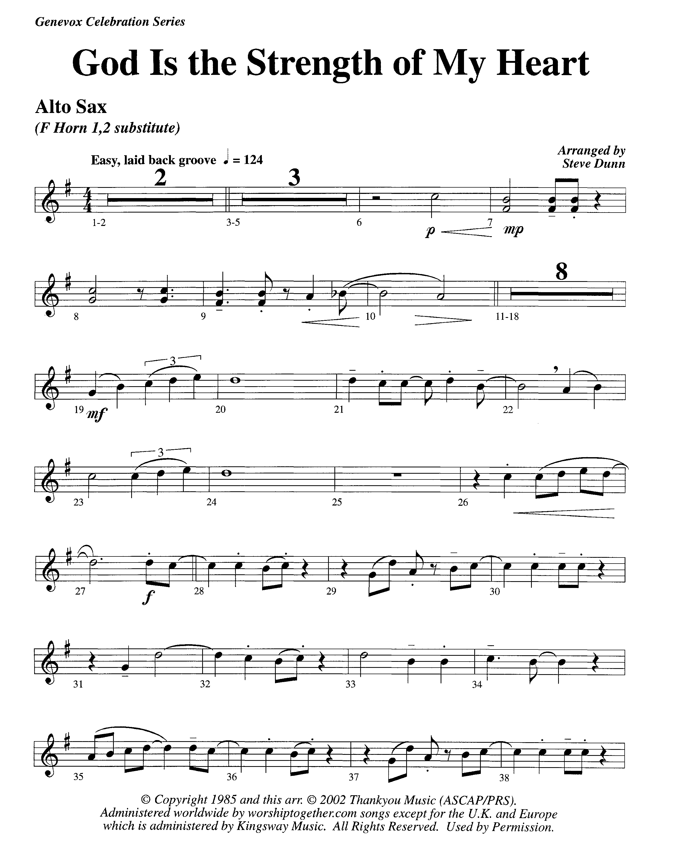 God Is The Strength Of My Heart (Instrumental) Alto Sax (Lifeway Worship / Arr. Steve Dunn)