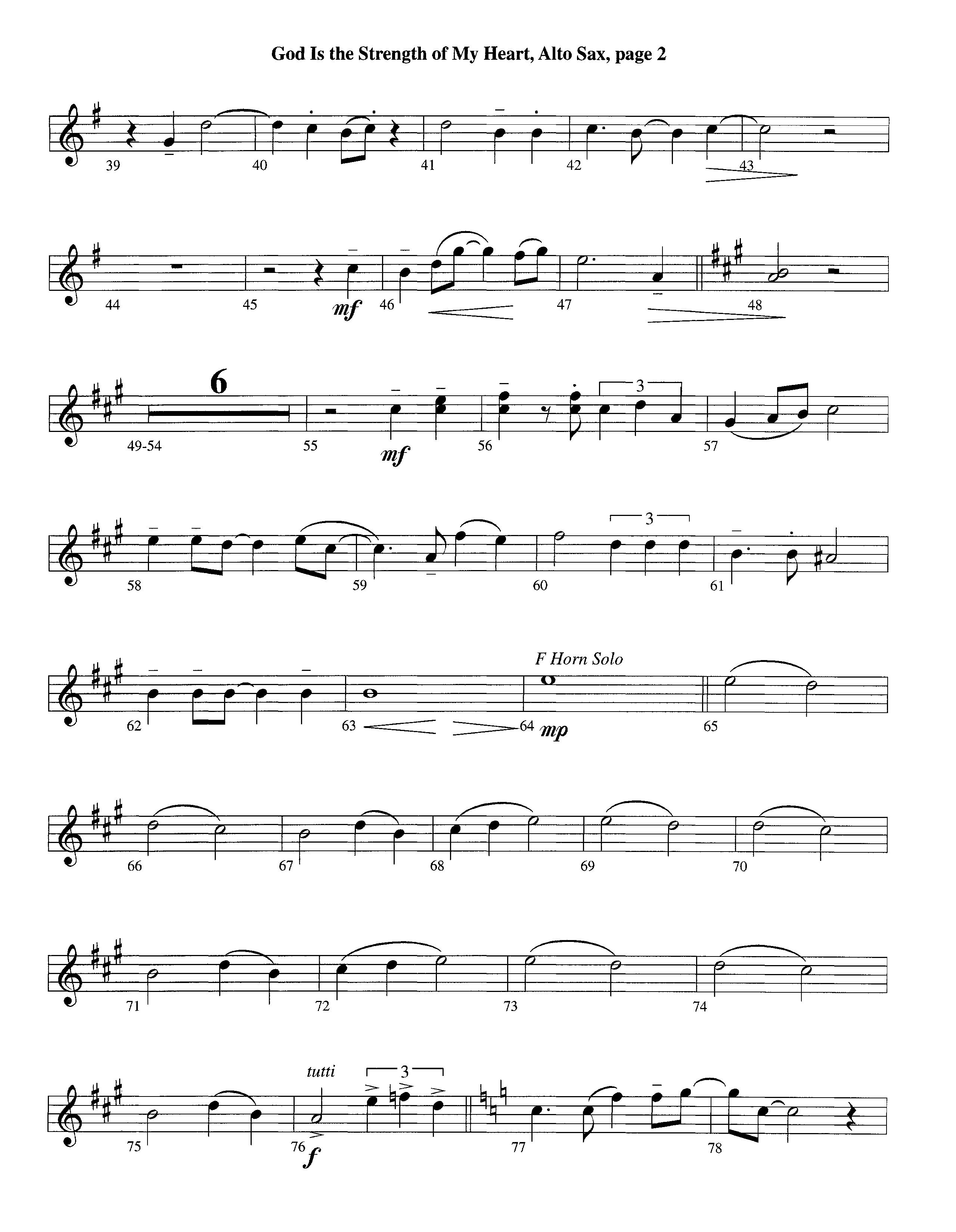 God Is The Strength Of My Heart (Instrumental) Alto Sax (Lifeway Worship / Arr. Steve Dunn)