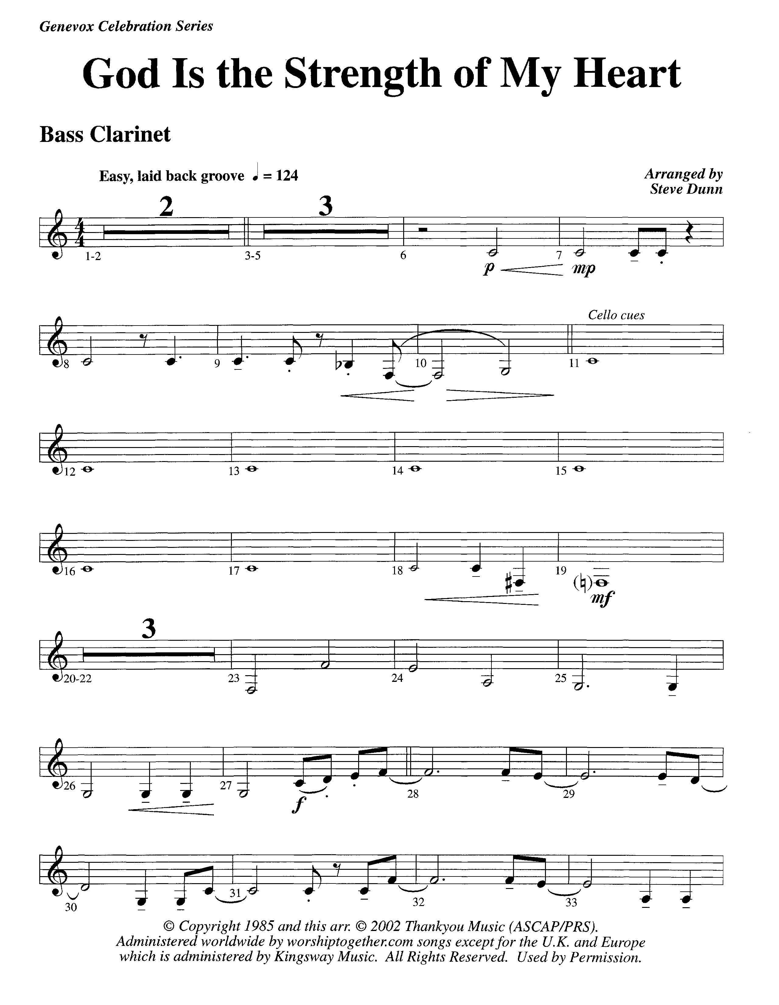 God Is The Strength Of My Heart (Instrumental) Bass Clarinet (Lifeway Worship / Arr. Steve Dunn)