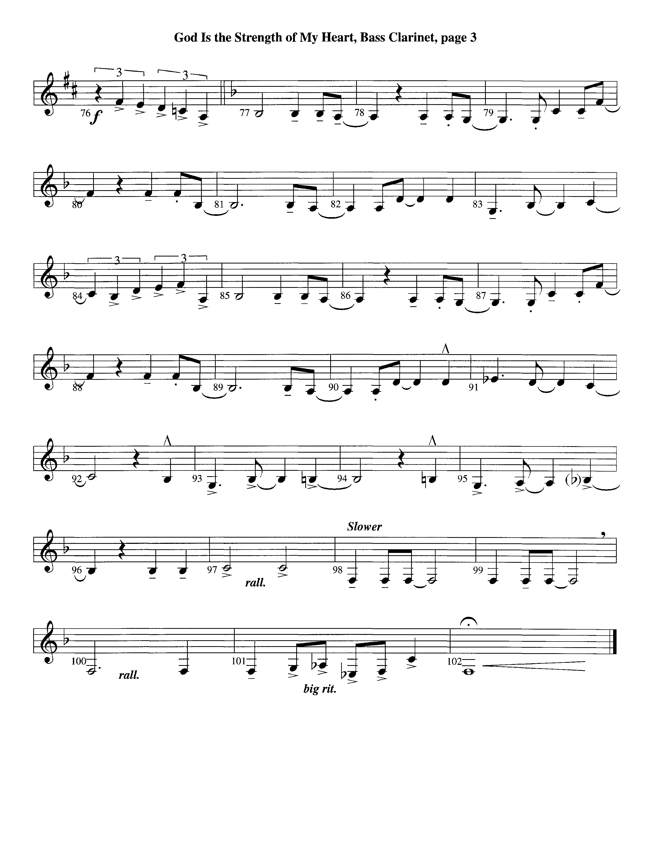 God Is The Strength Of My Heart (Instrumental) Bass Clarinet (Lifeway Worship / Arr. Steve Dunn)