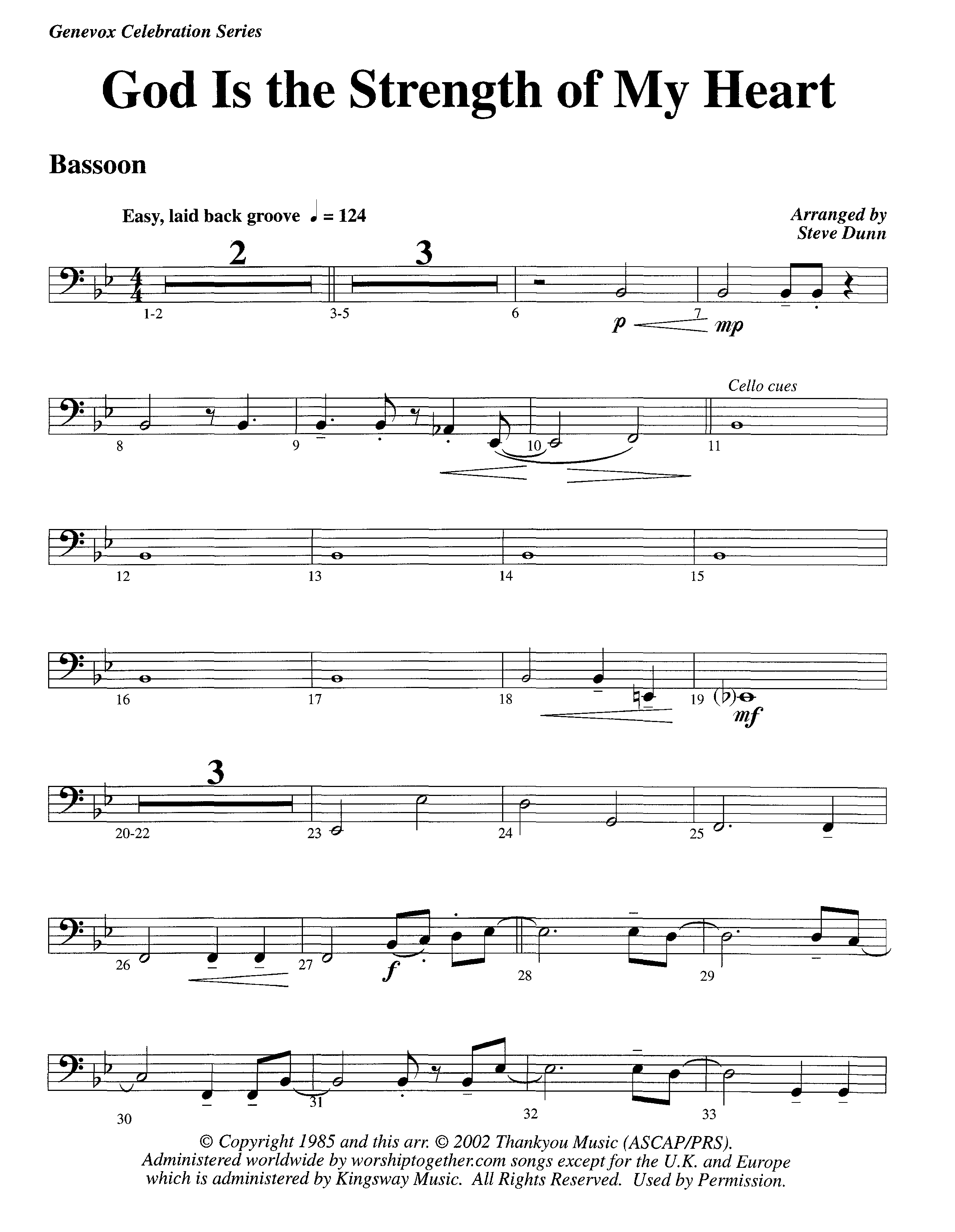 God Is The Strength Of My Heart (Instrumental) Bassoon (Lifeway Worship / Arr. Steve Dunn)