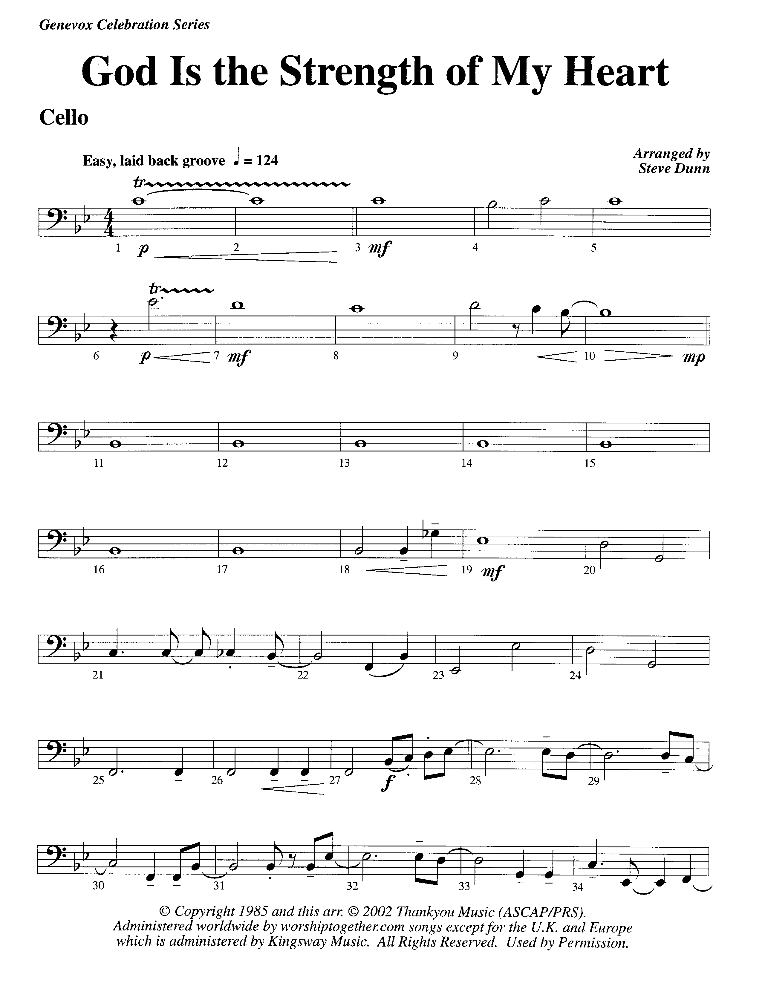 God Is The Strength Of My Heart (Instrumental) Cello (Lifeway Worship / Arr. Steve Dunn)
