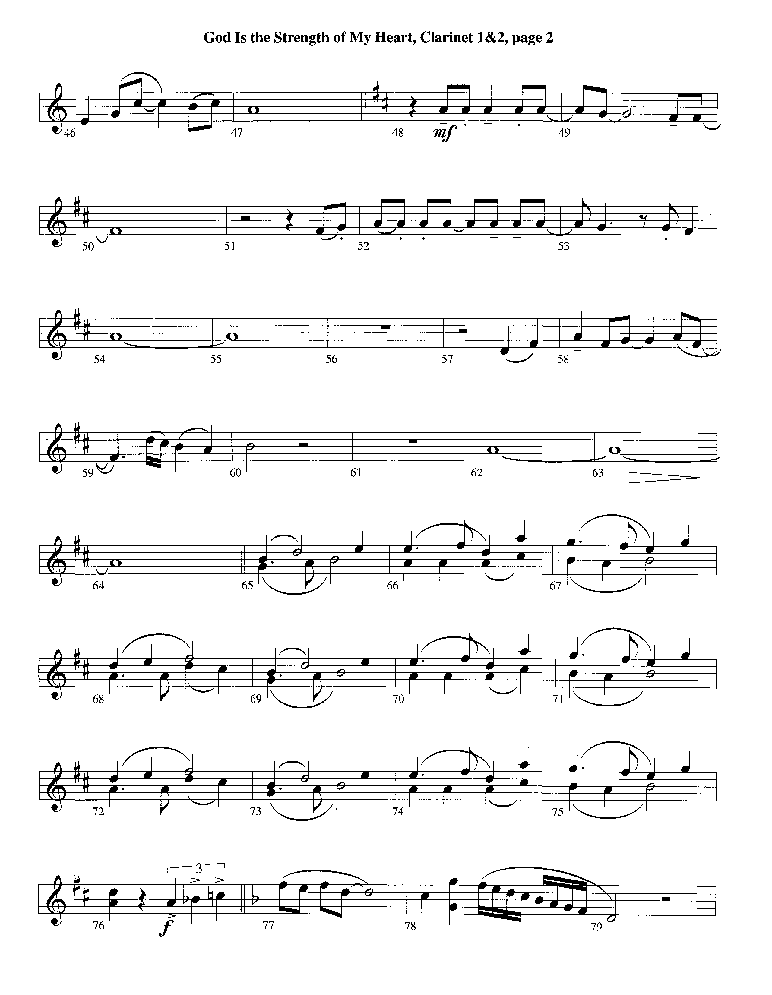 God Is The Strength Of My Heart (Instrumental) Clarinet 1/2 (Lifeway Worship / Arr. Steve Dunn)