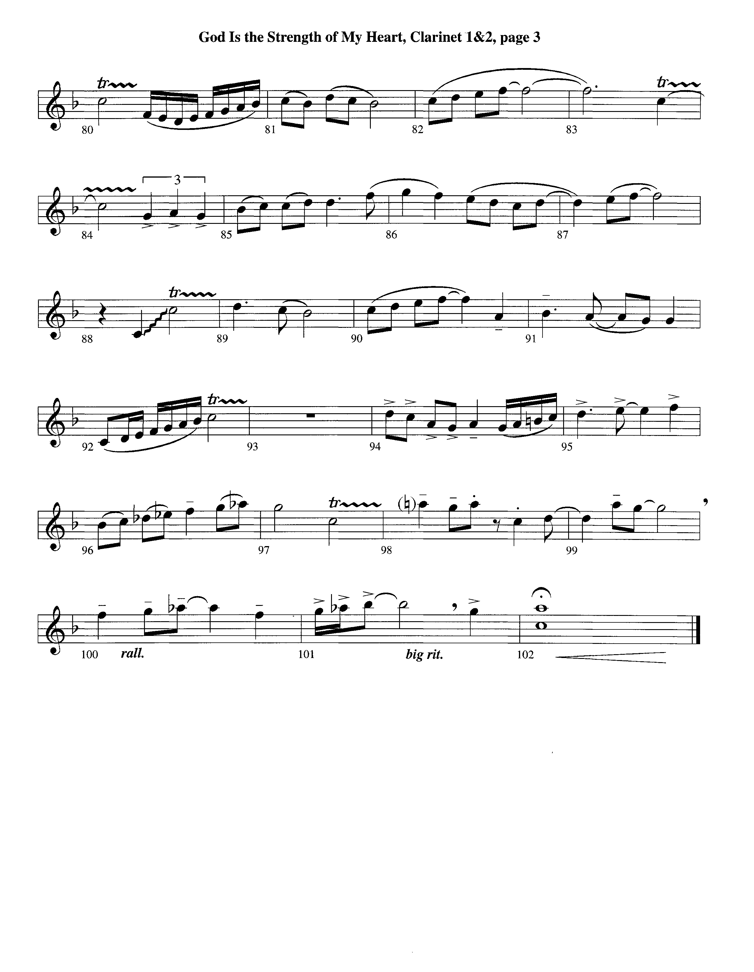 God Is The Strength Of My Heart (Instrumental) Clarinet 1/2 (Lifeway Worship / Arr. Steve Dunn)