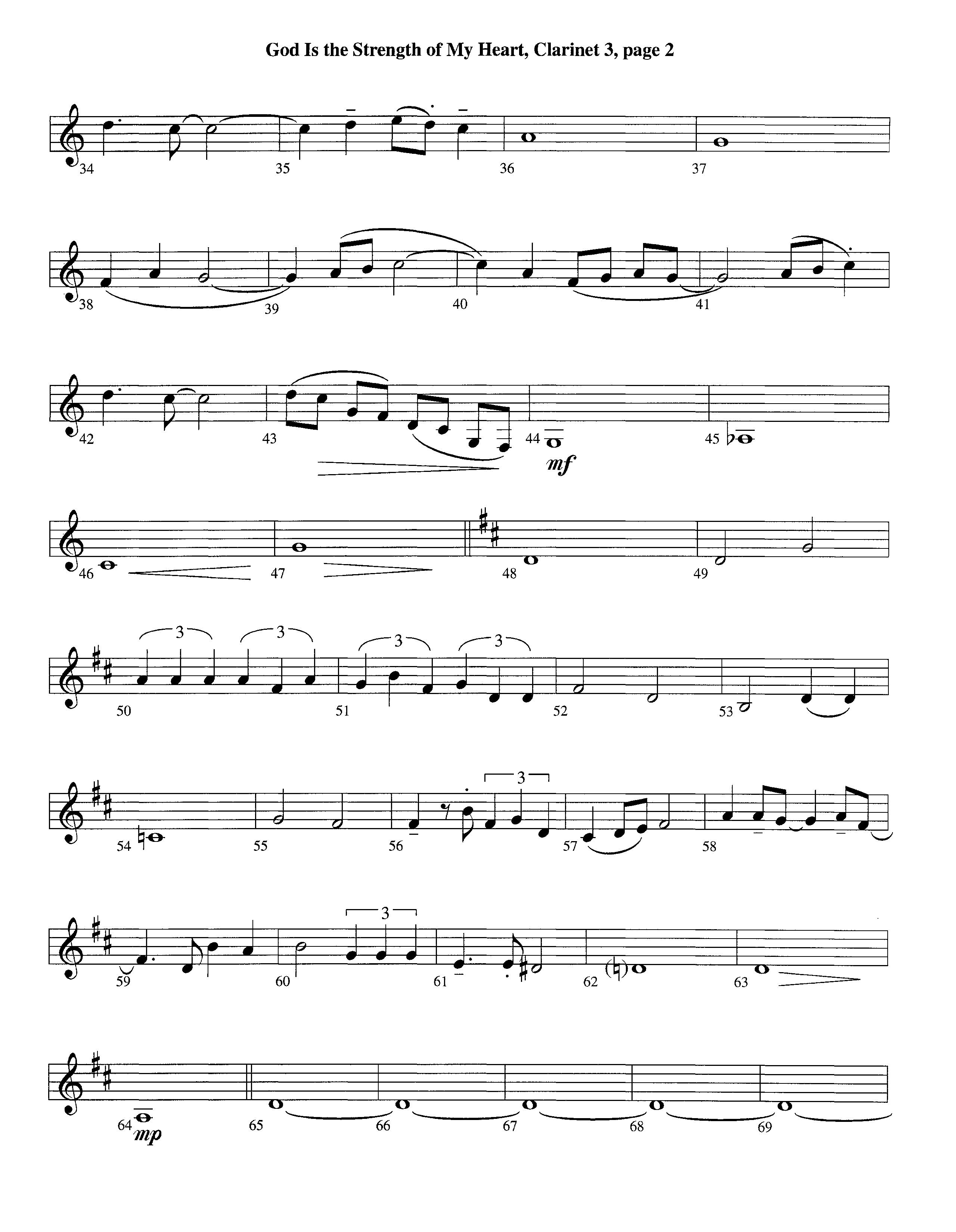 God Is The Strength Of My Heart (Instrumental) Clarinet 3 (Lifeway Worship / Arr. Steve Dunn)