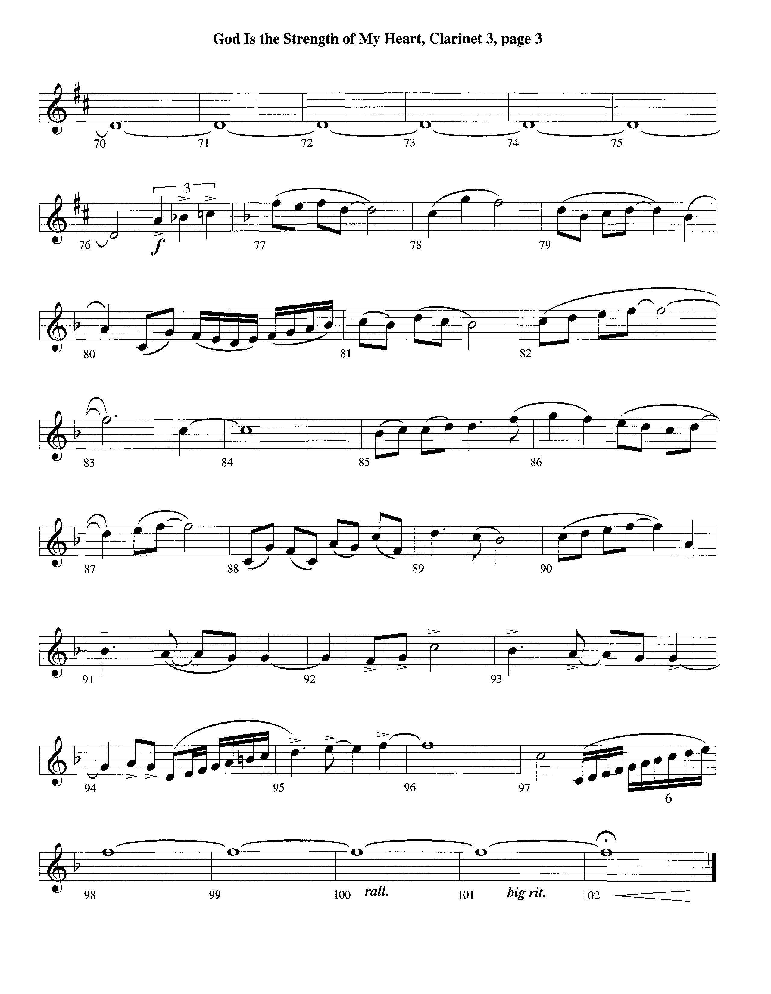 God Is The Strength Of My Heart (Instrumental) Clarinet 3 (Lifeway Worship / Arr. Steve Dunn)