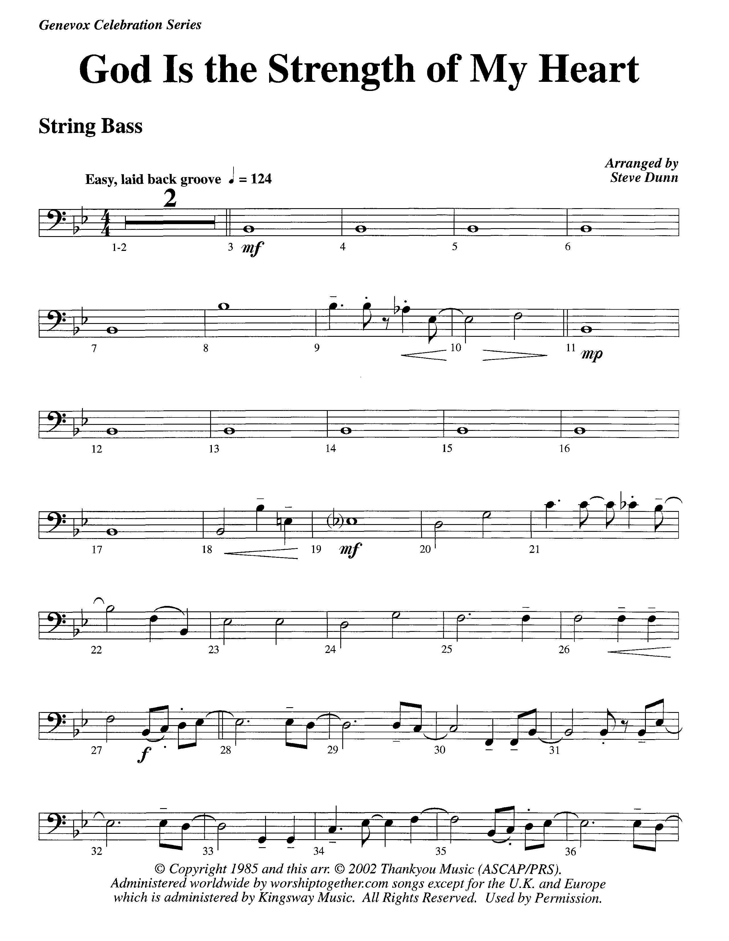 God Is The Strength Of My Heart (Instrumental) Double Bass (Lifeway Worship / Arr. Steve Dunn)