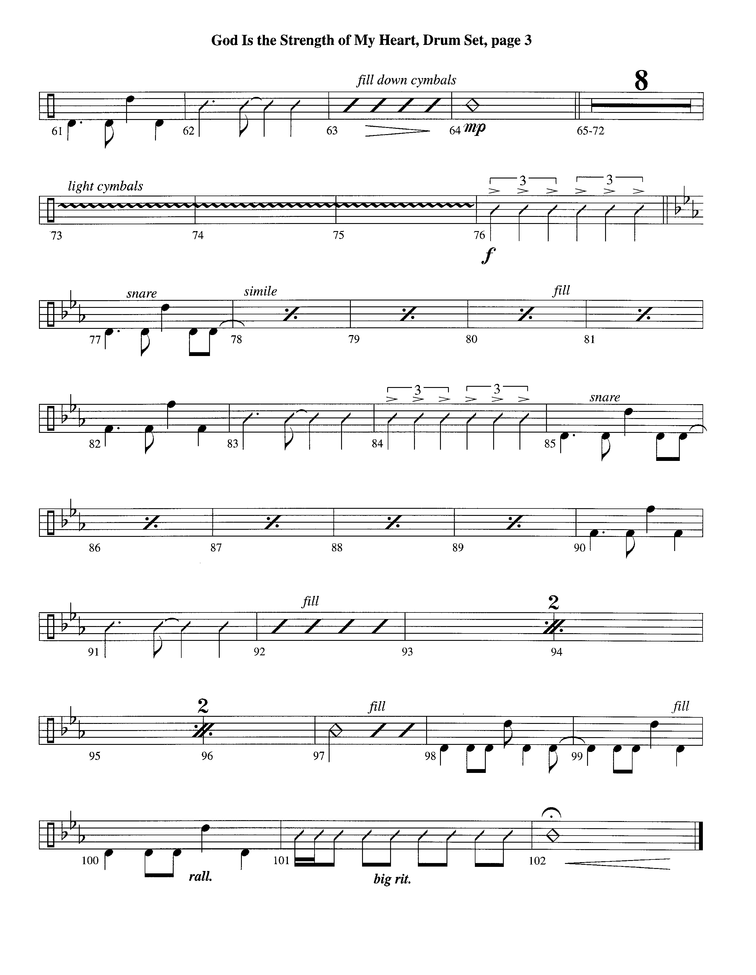 God Is The Strength Of My Heart (Instrumental) Drum Set (Lifeway Worship / Arr. Steve Dunn)