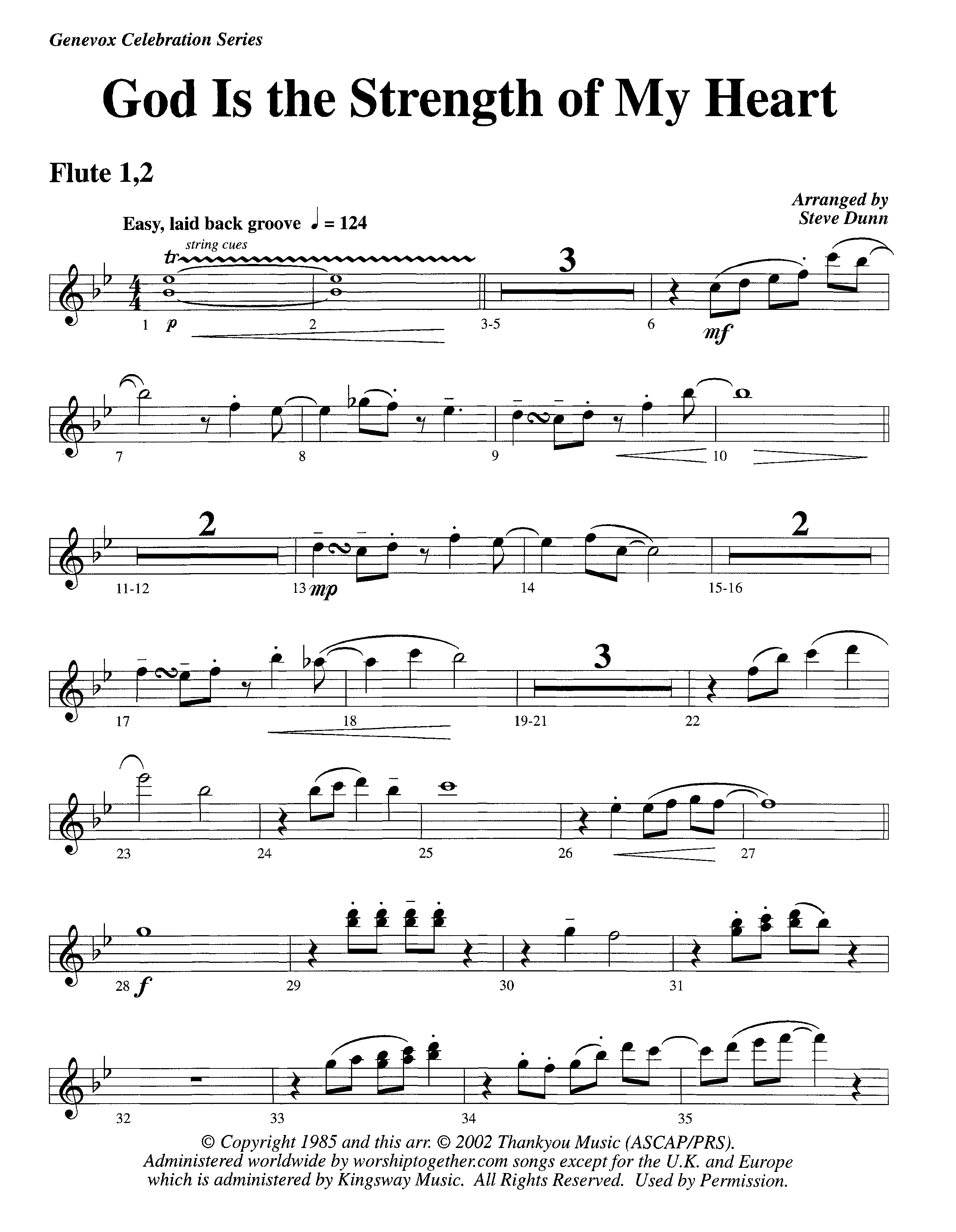 God Is The Strength Of My Heart (Instrumental) Flute 1/2 (Lifeway Worship / Arr. Steve Dunn)
