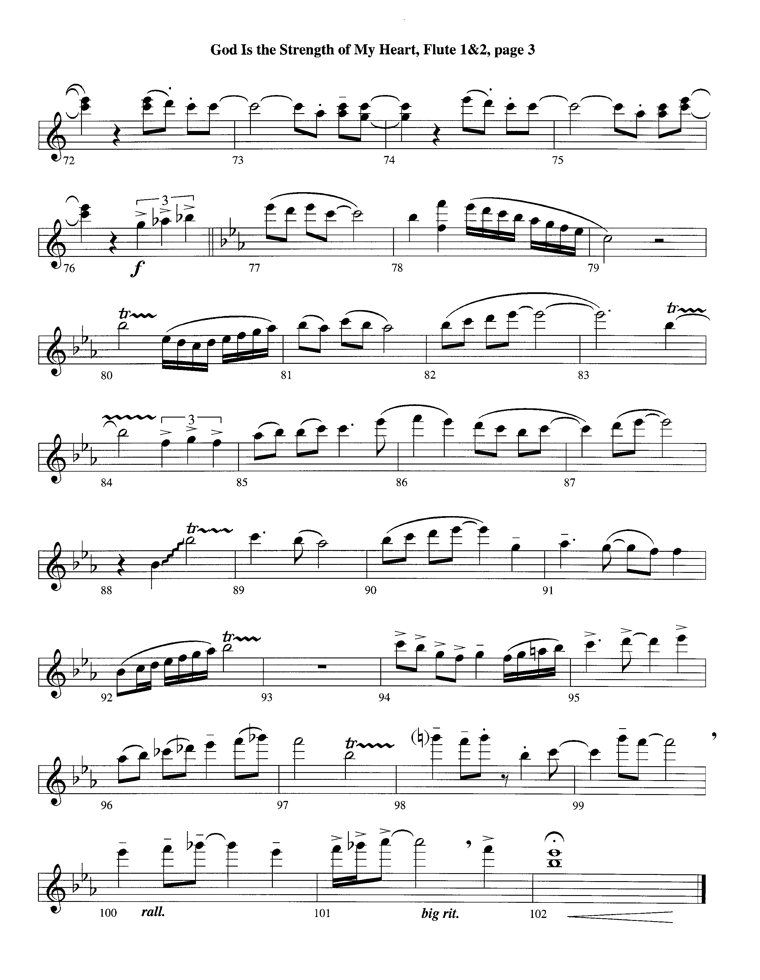 God Is The Strength Of My Heart (Instrumental) Flute 1/2 (Lifeway Worship / Arr. Steve Dunn)