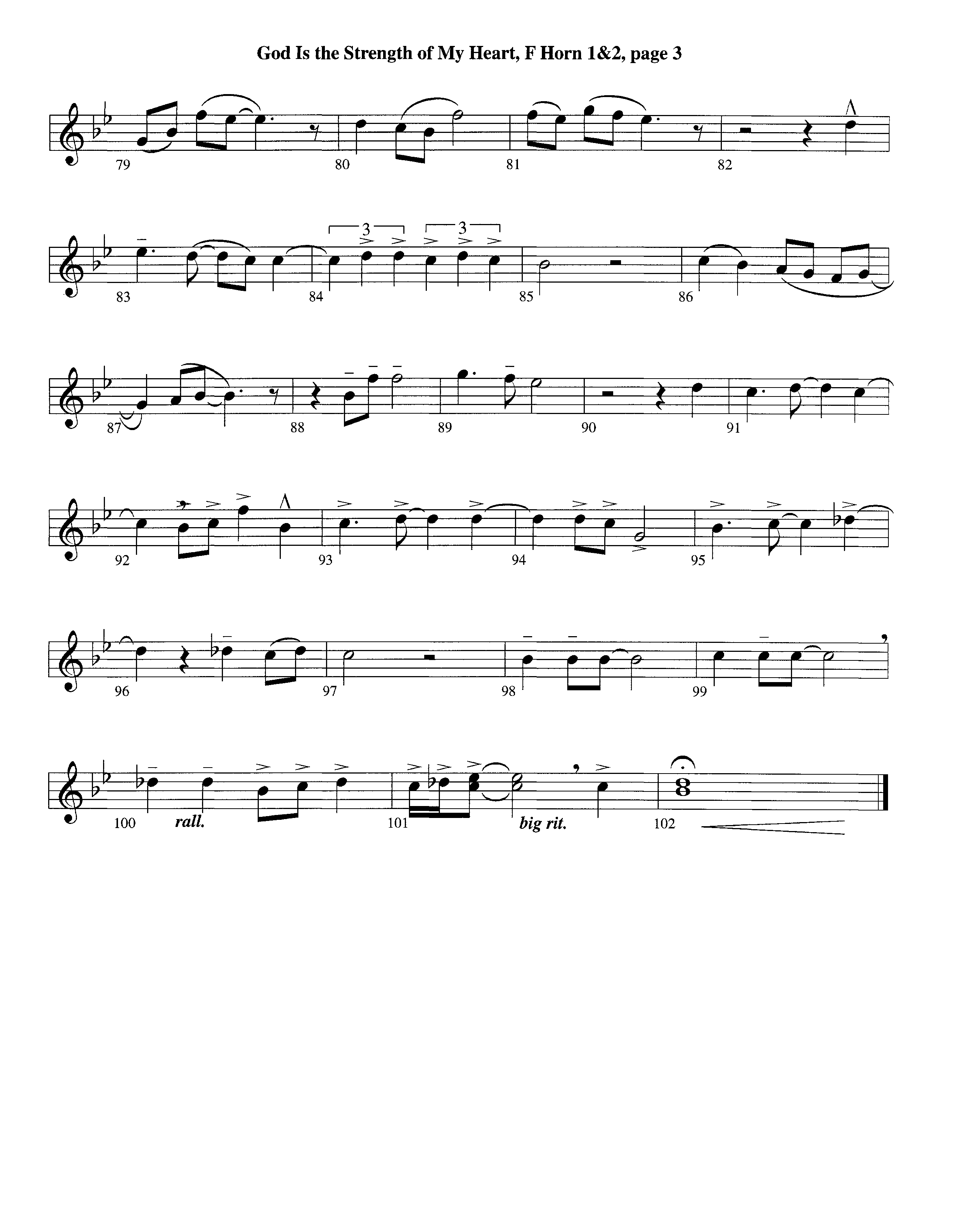 God Is The Strength Of My Heart (Instrumental) French Horn 1/2 (Lifeway Worship / Arr. Steve Dunn)