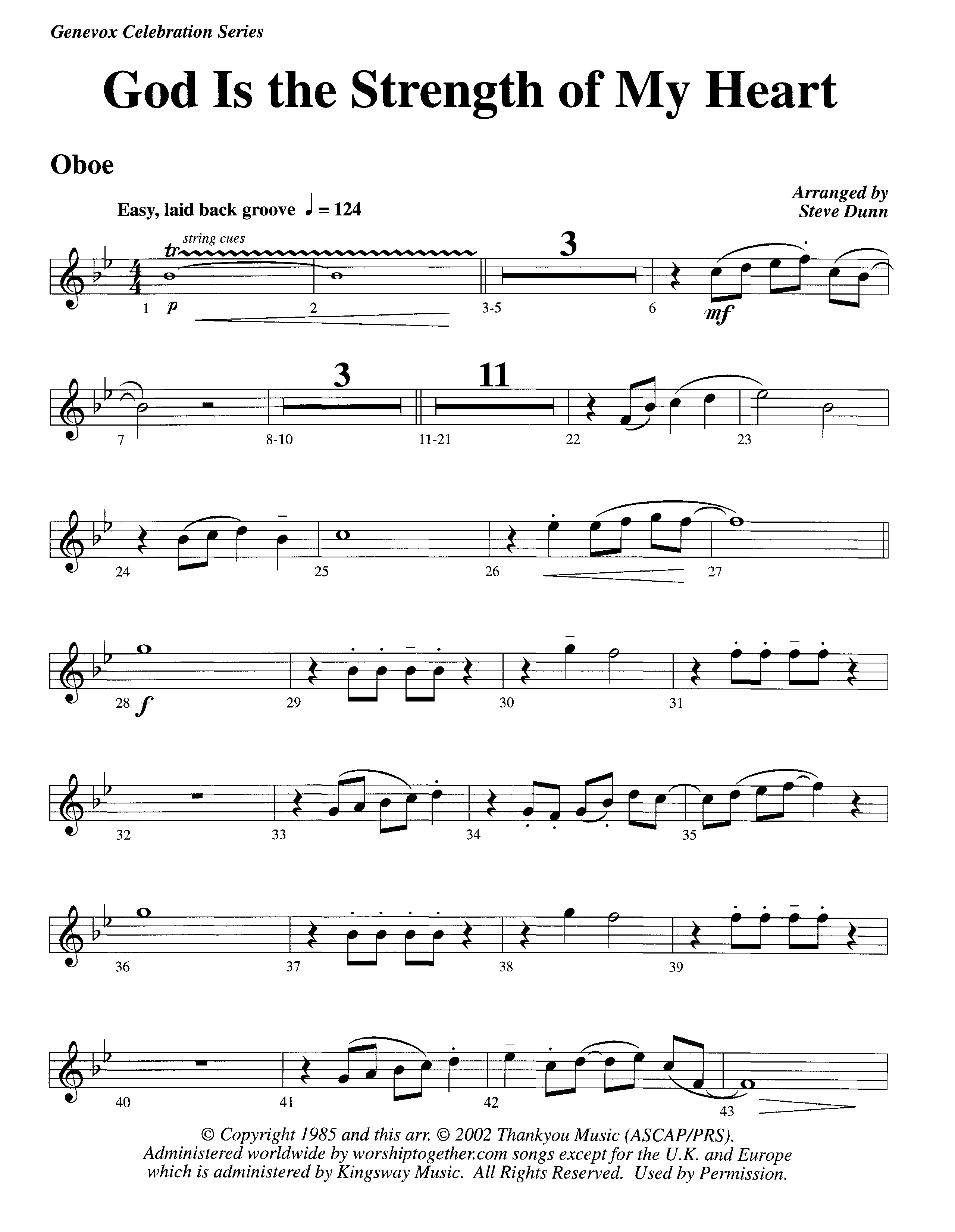 God Is The Strength Of My Heart (Instrumental) Oboe (Lifeway Worship / Arr. Steve Dunn)