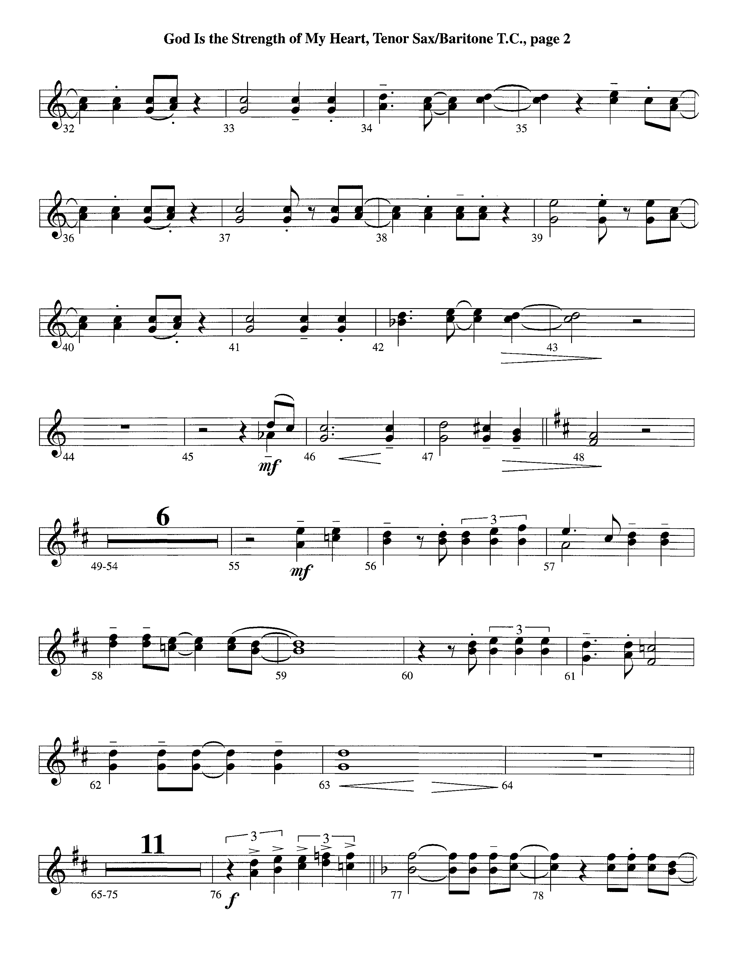 God Is The Strength Of My Heart (Instrumental) Tenor Sax/Baritone T.C. (Lifeway Worship / Arr. Steve Dunn)