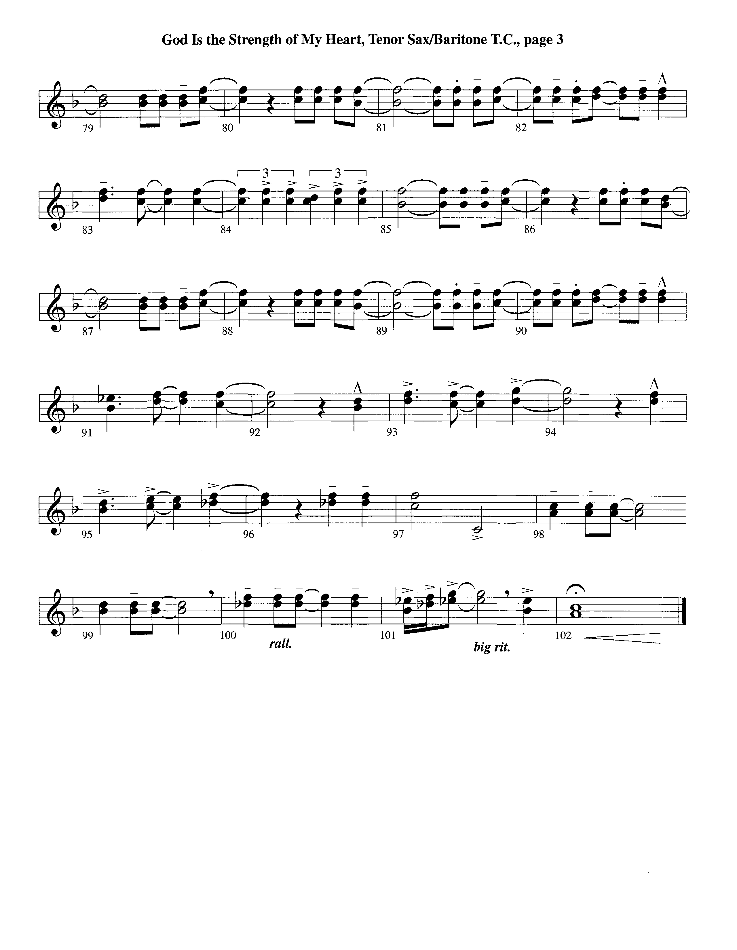 God Is The Strength Of My Heart (Instrumental) Tenor Sax/Baritone T.C. (Lifeway Worship / Arr. Steve Dunn)