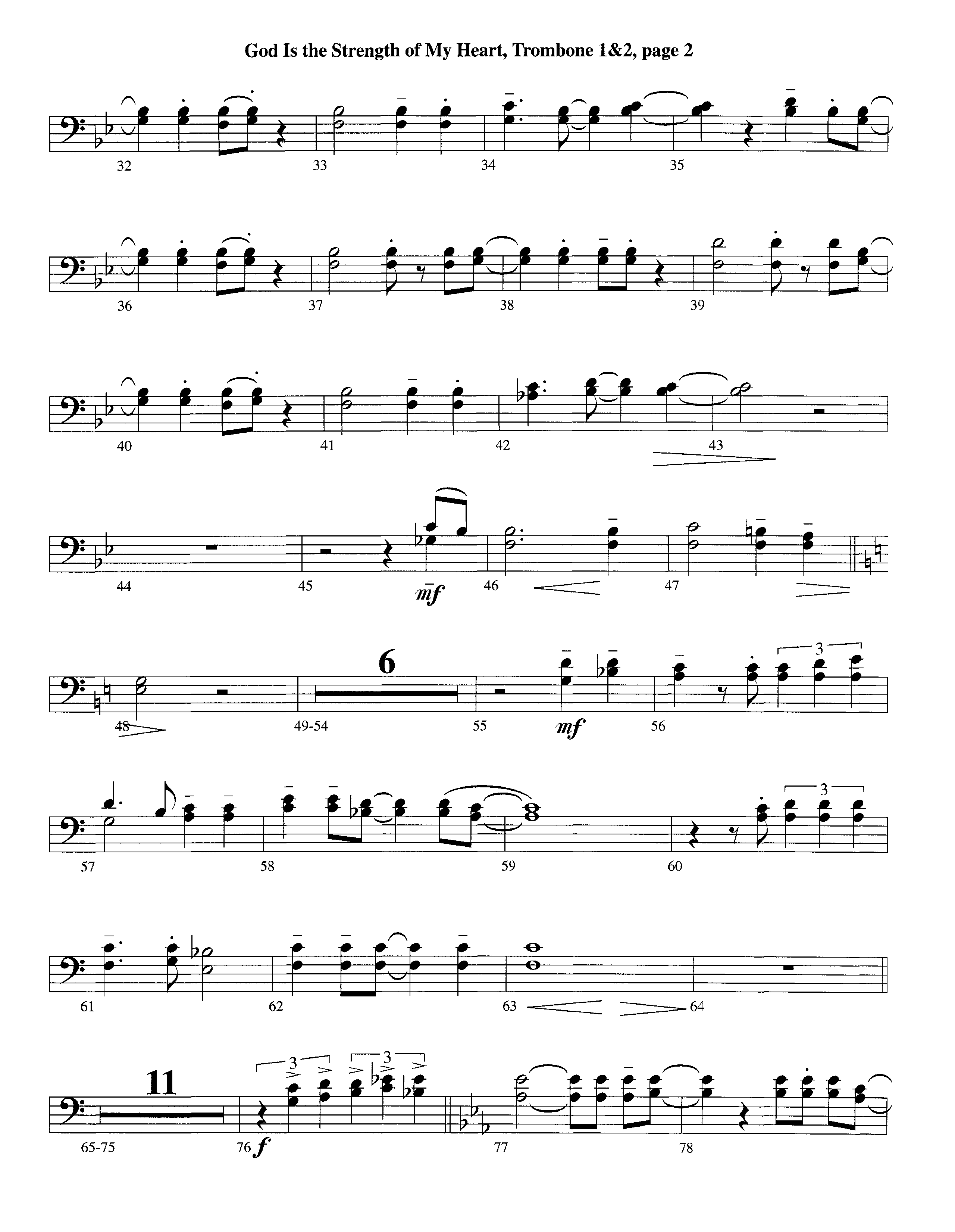 God Is The Strength Of My Heart (Instrumental) Trombone 1/2 (Lifeway Worship / Arr. Steve Dunn)