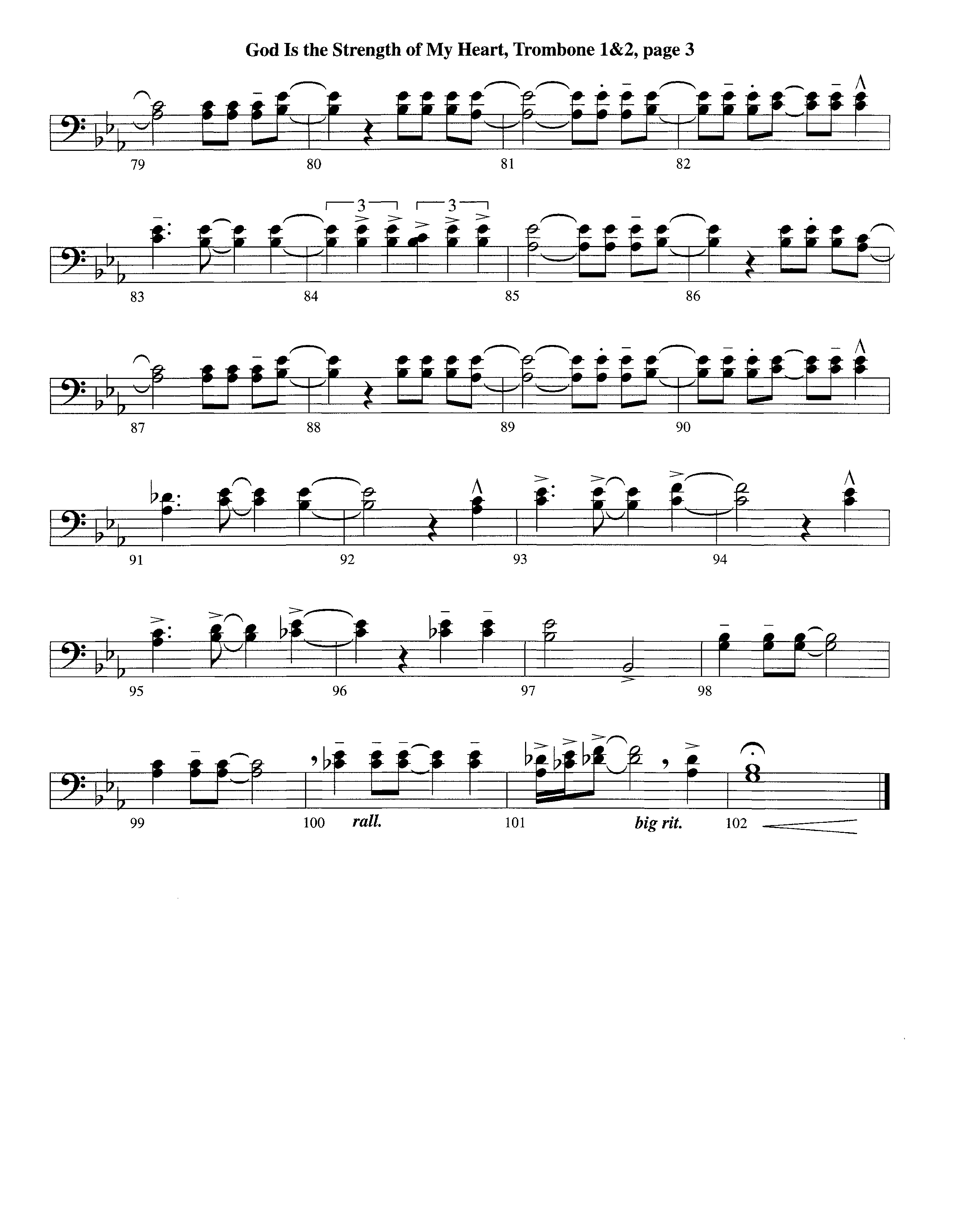 God Is The Strength Of My Heart (Instrumental) Trombone 1/2 (Lifeway Worship / Arr. Steve Dunn)