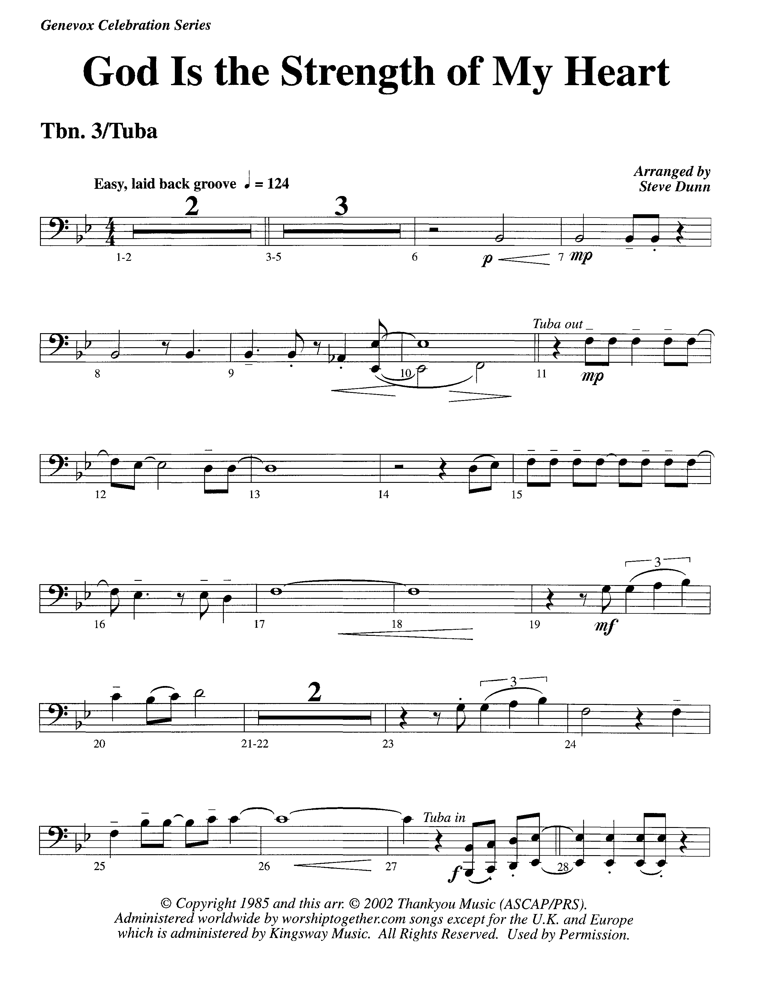 God Is The Strength Of My Heart (Instrumental) Trombone 3/Tuba (Lifeway Worship / Arr. Steve Dunn)