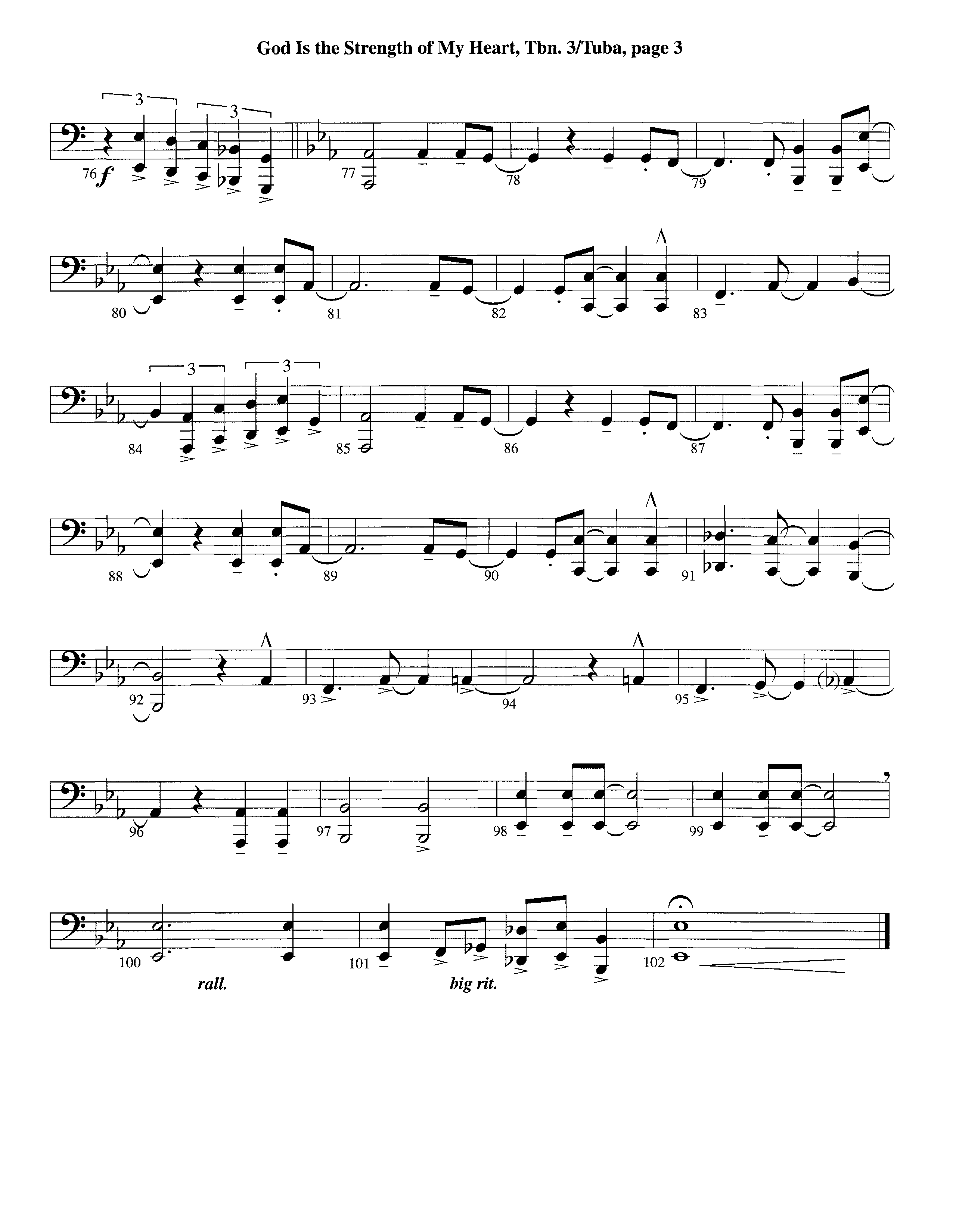 God Is The Strength Of My Heart (Instrumental) Trombone 3/Tuba (Lifeway Worship / Arr. Steve Dunn)