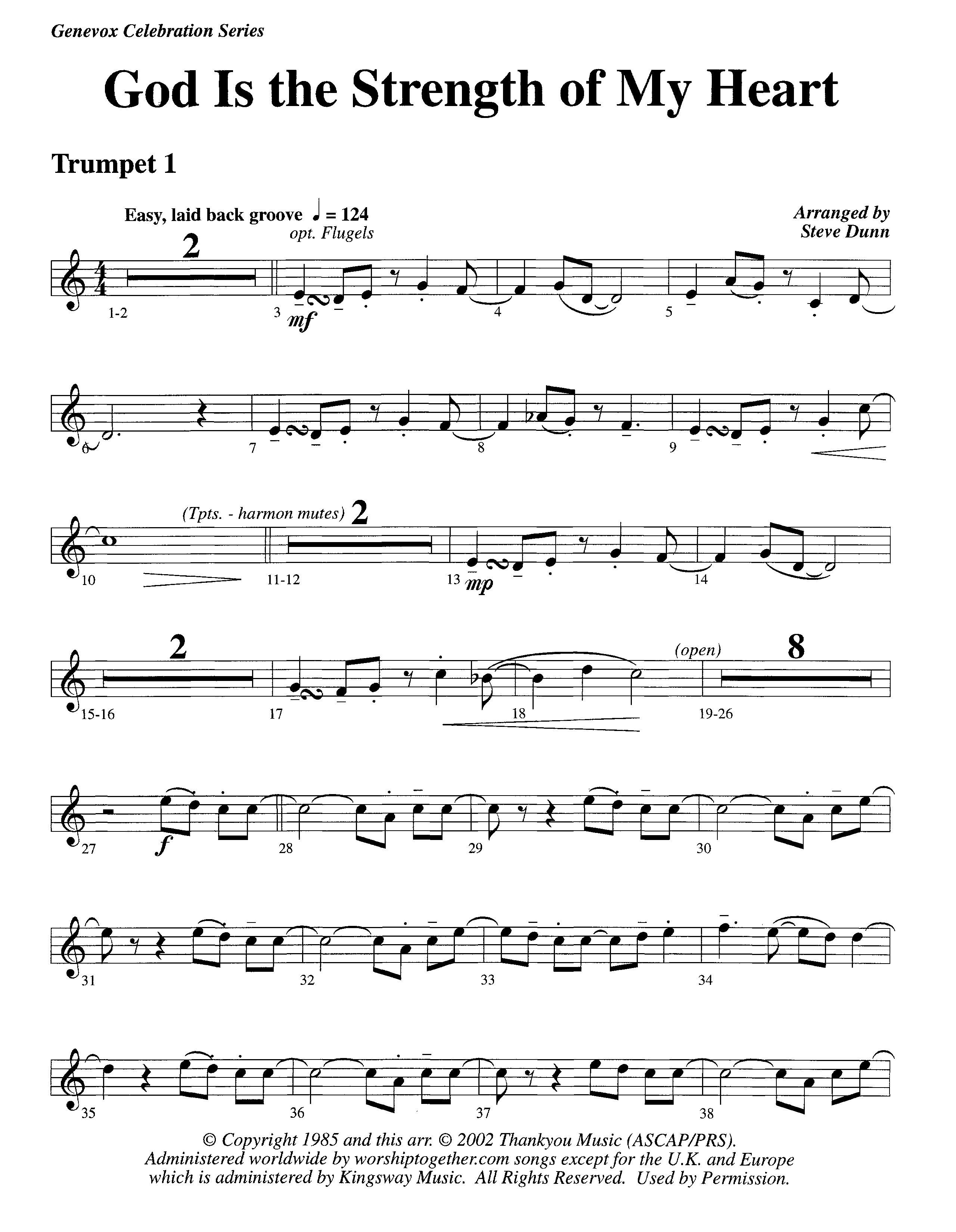 God Is The Strength Of My Heart (Instrumental) Trumpet 1 (Lifeway Worship / Arr. Steve Dunn)