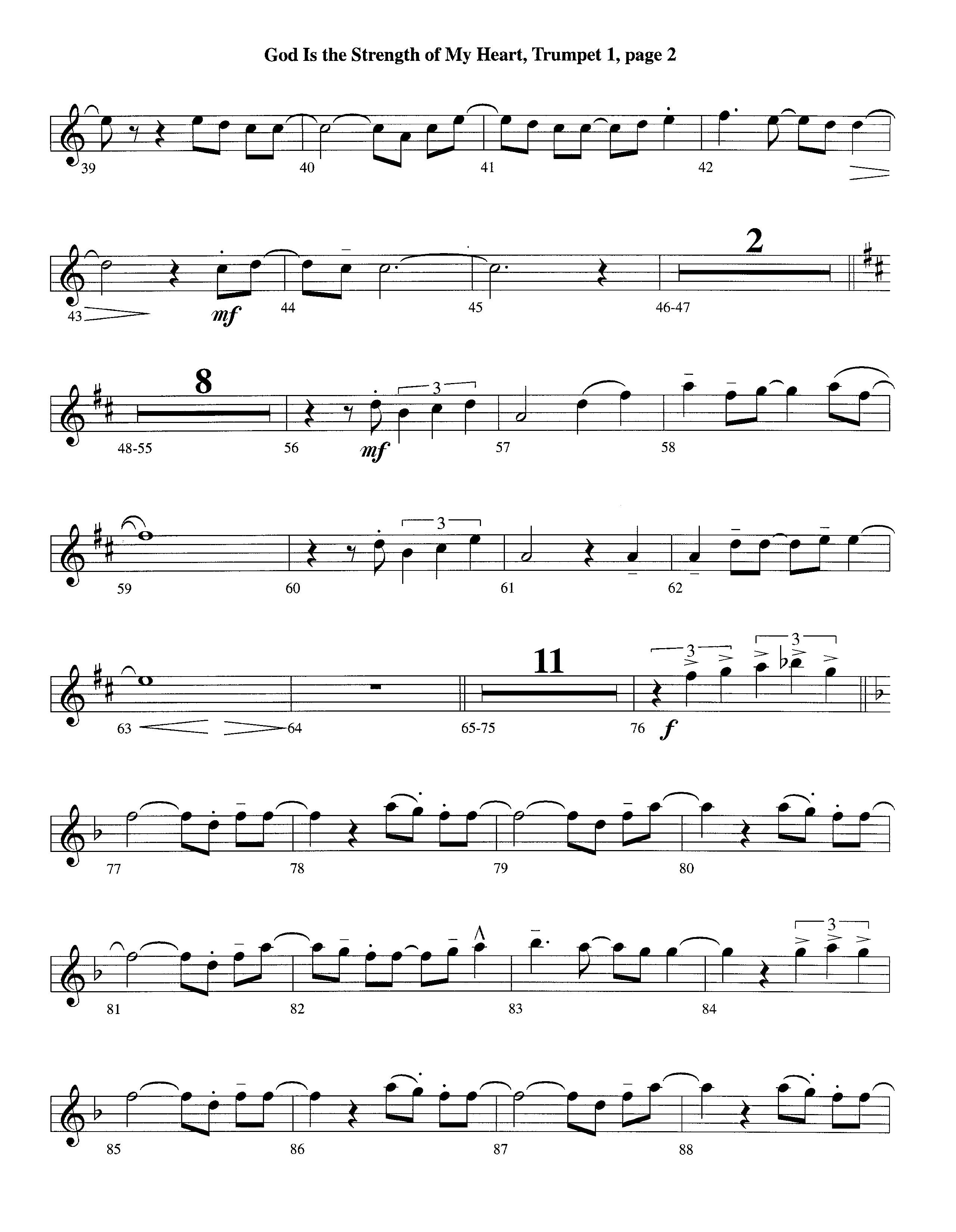 God Is The Strength Of My Heart (Instrumental) Trumpet 1 (Lifeway Worship / Arr. Steve Dunn)