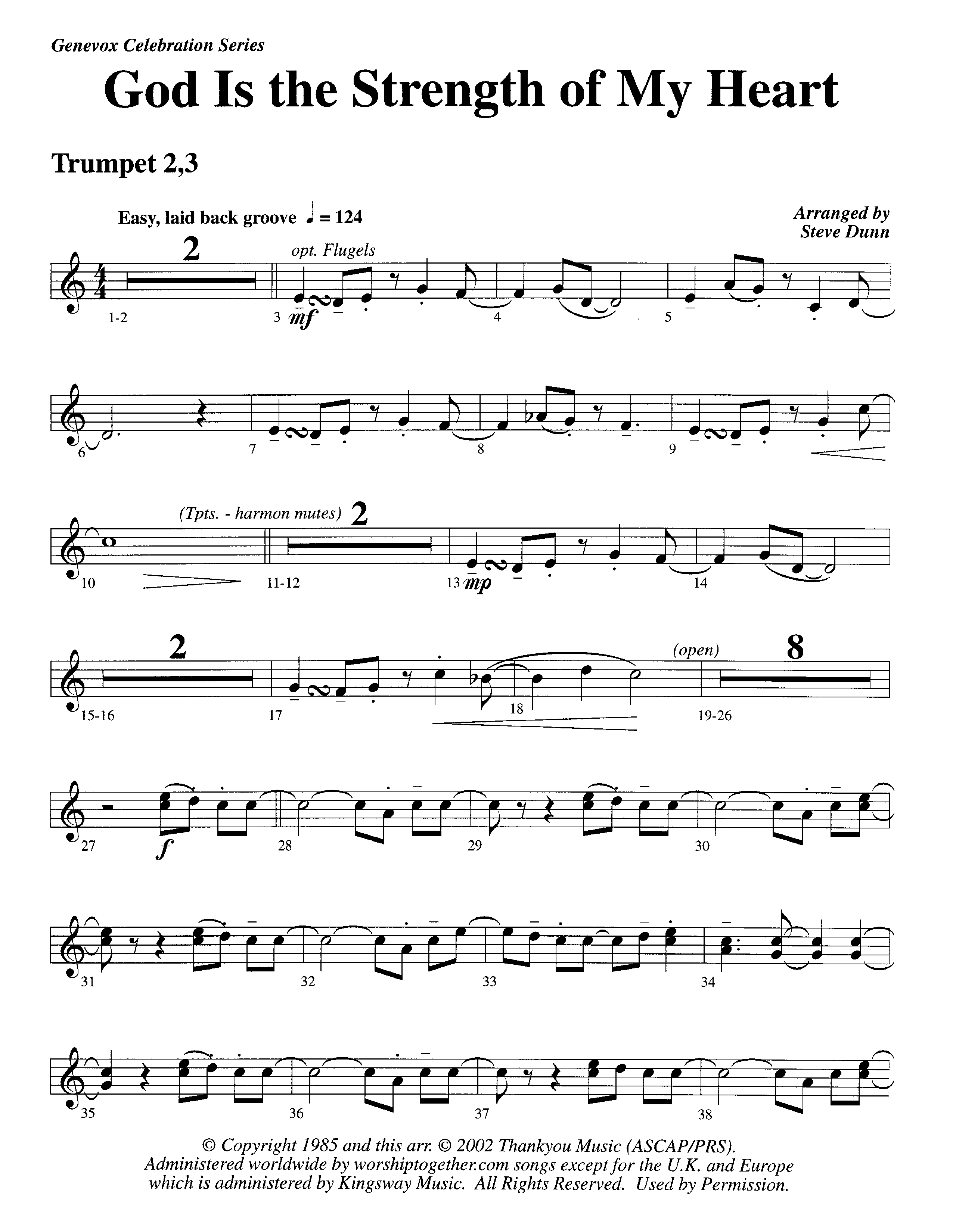 God Is The Strength Of My Heart (Instrumental) Trumpet 2/3 (Lifeway Worship / Arr. Steve Dunn)