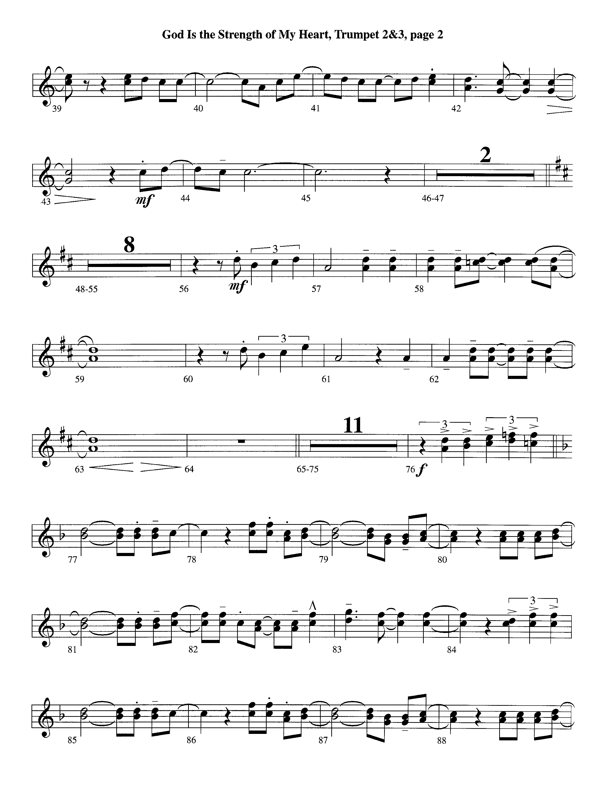 God Is The Strength Of My Heart (Instrumental) Trumpet 2/3 (Lifeway Worship / Arr. Steve Dunn)
